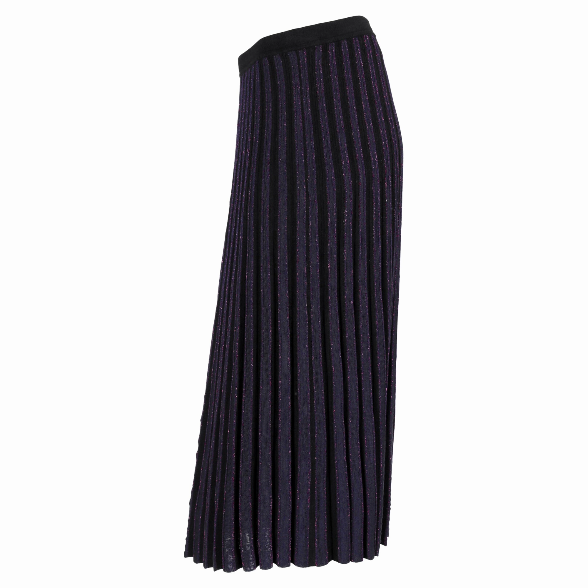 Diane von Furstenberg Klara Pleated Stretch-Knit Midi Skirt In Navy Blue Viscose