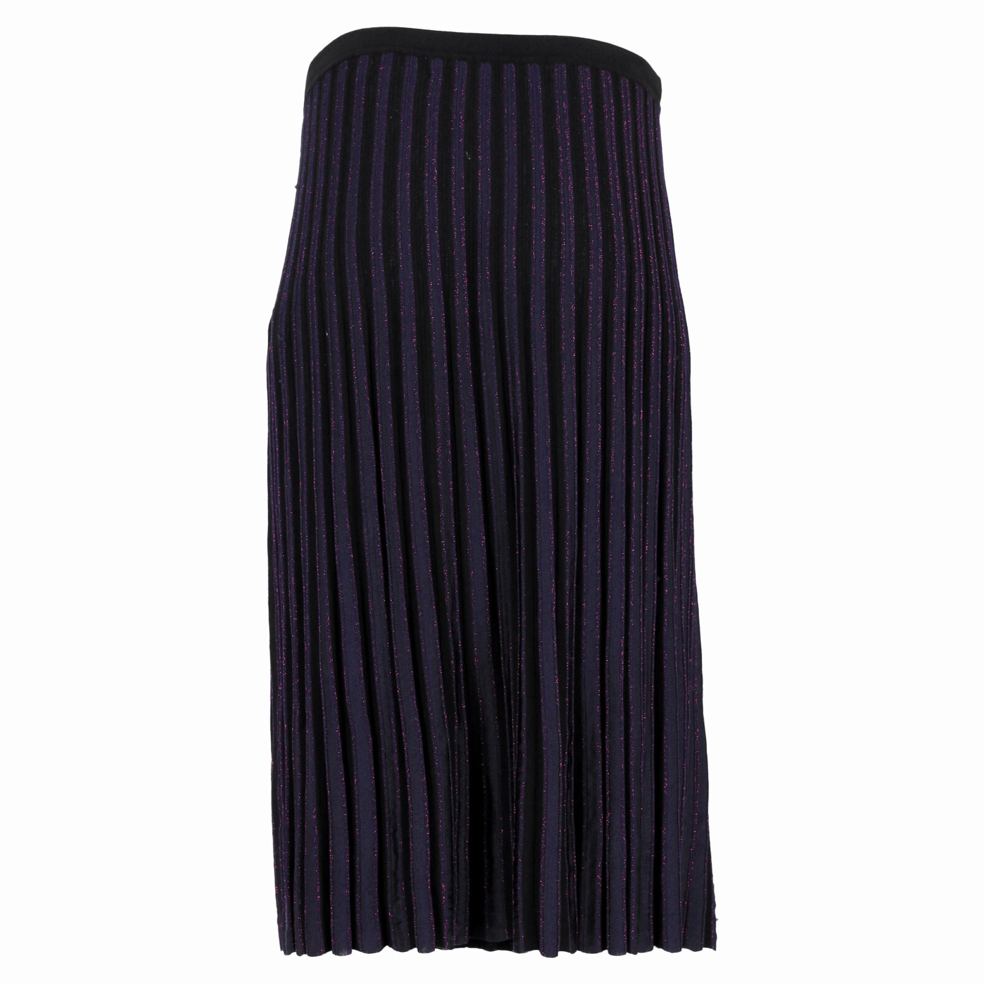 Diane von Furstenberg Klara Pleated Stretch-Knit Midi Skirt In Navy Blue Viscose