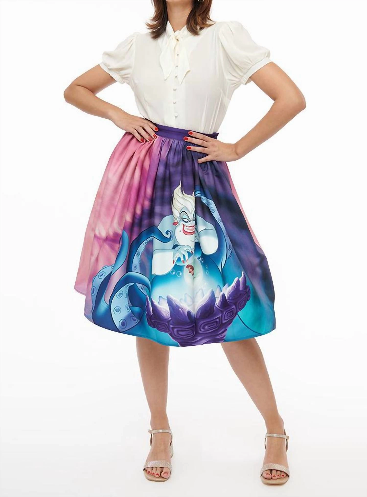 Disney Princess X Uv: Ursula & Ariel Circle Skirt In Purple