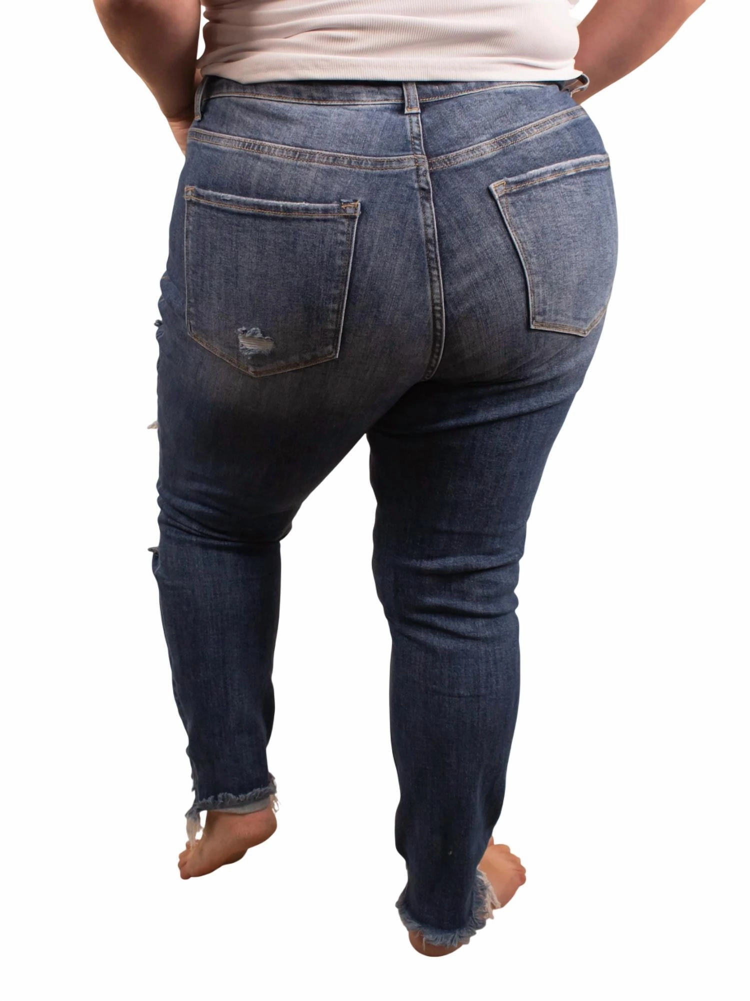 Distressed Skinny Jean In Dark Wash