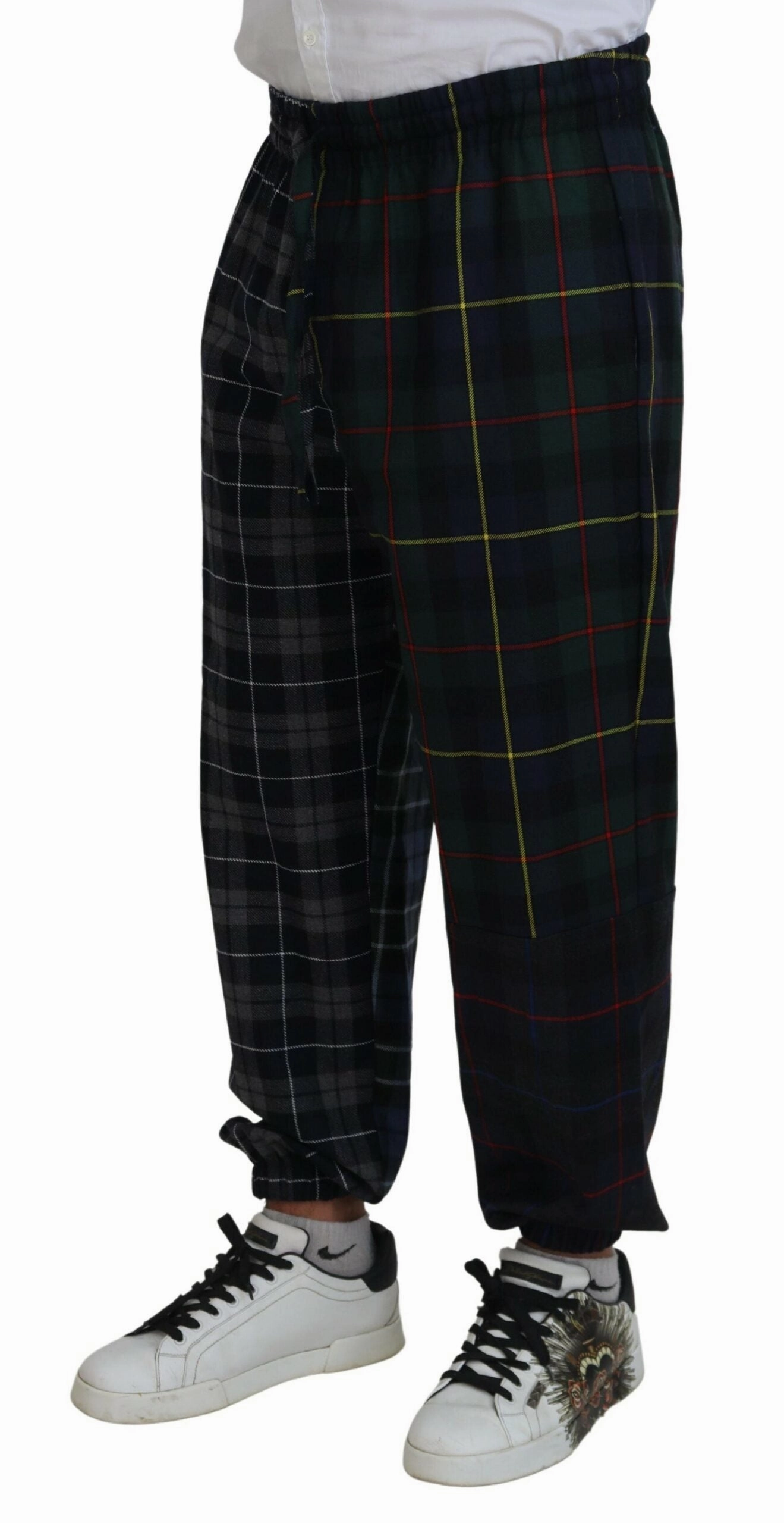 Dolce & Gabbana Checke Wool Blend Jogger Men's Pants