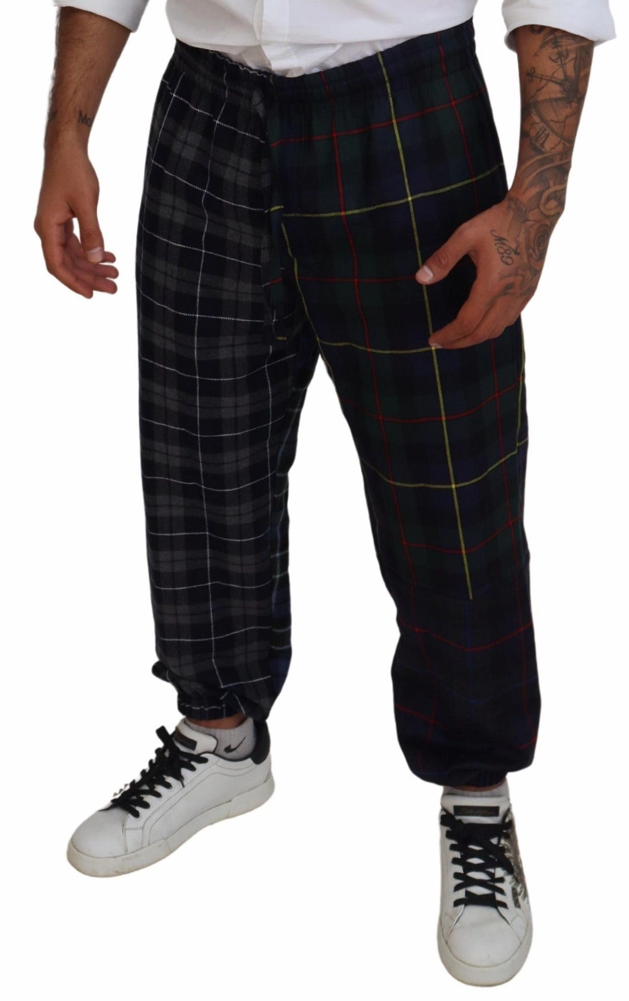 Dolce & Gabbana Checke Wool Blend Jogger Men's Pants