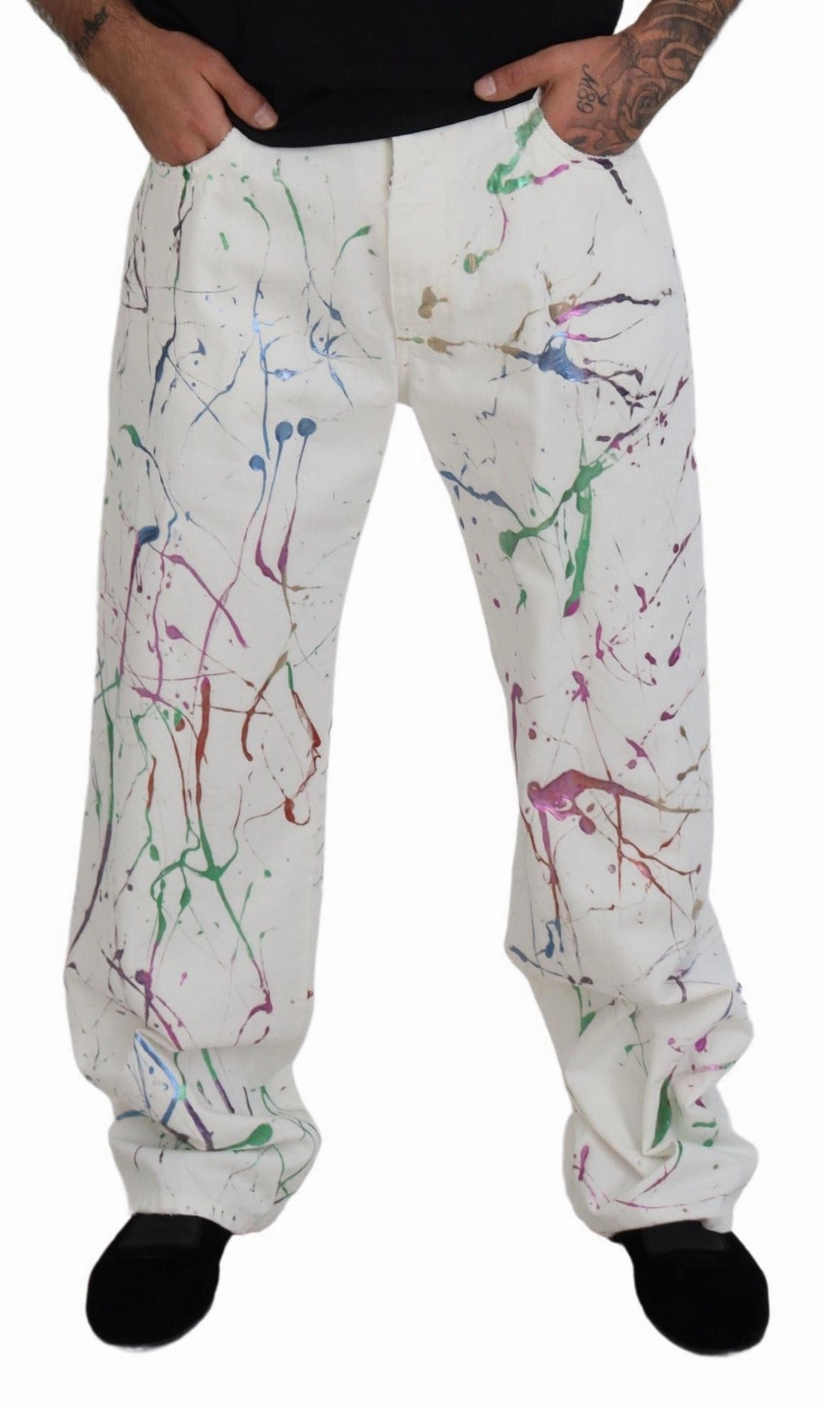 Dolce & Gabbana Chic Splash Print blue Men's Pants