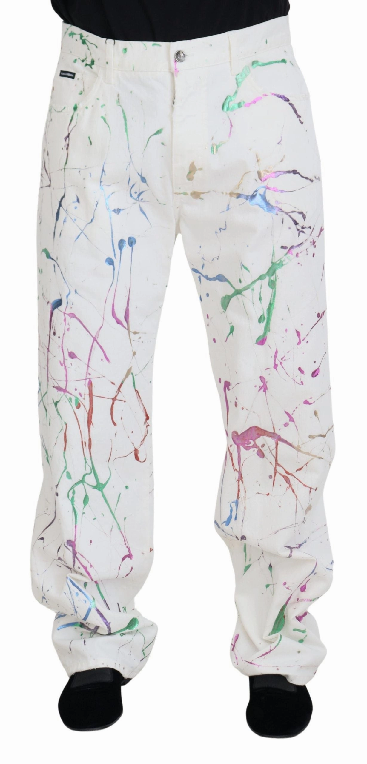 Dolce & Gabbana Chic Splash Print blue Men's Pants