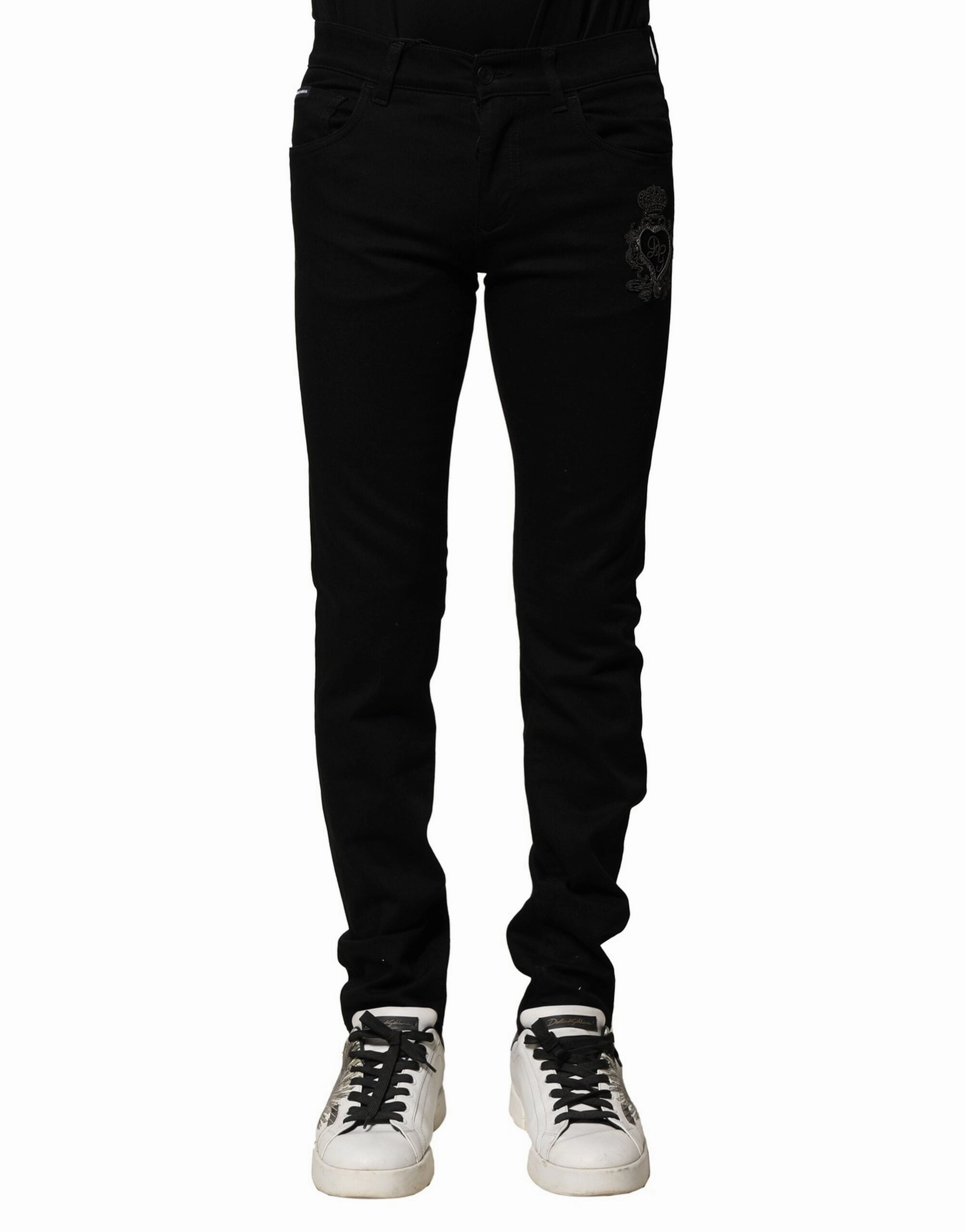 Dolce & Gabbana Cotton Embroidery Slim Fit blue Men's Jeans