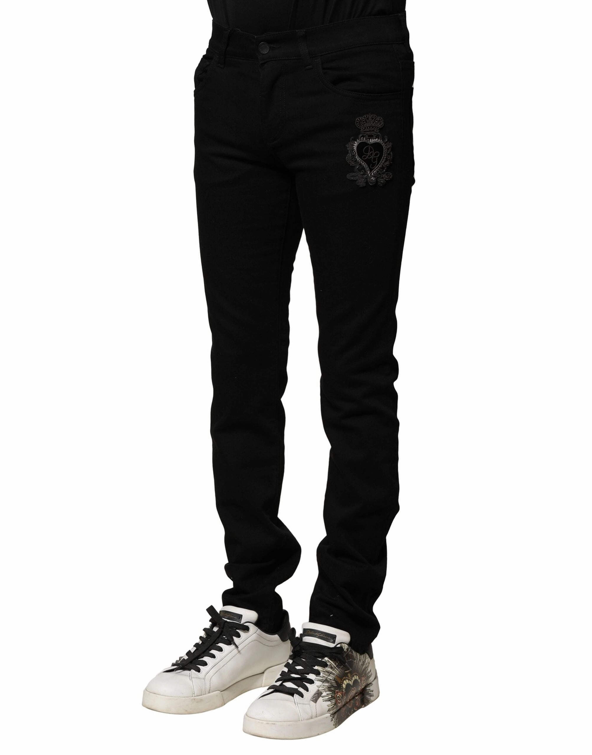 Dolce & Gabbana Cotton Embroidery Slim Fit blue Men's Jeans