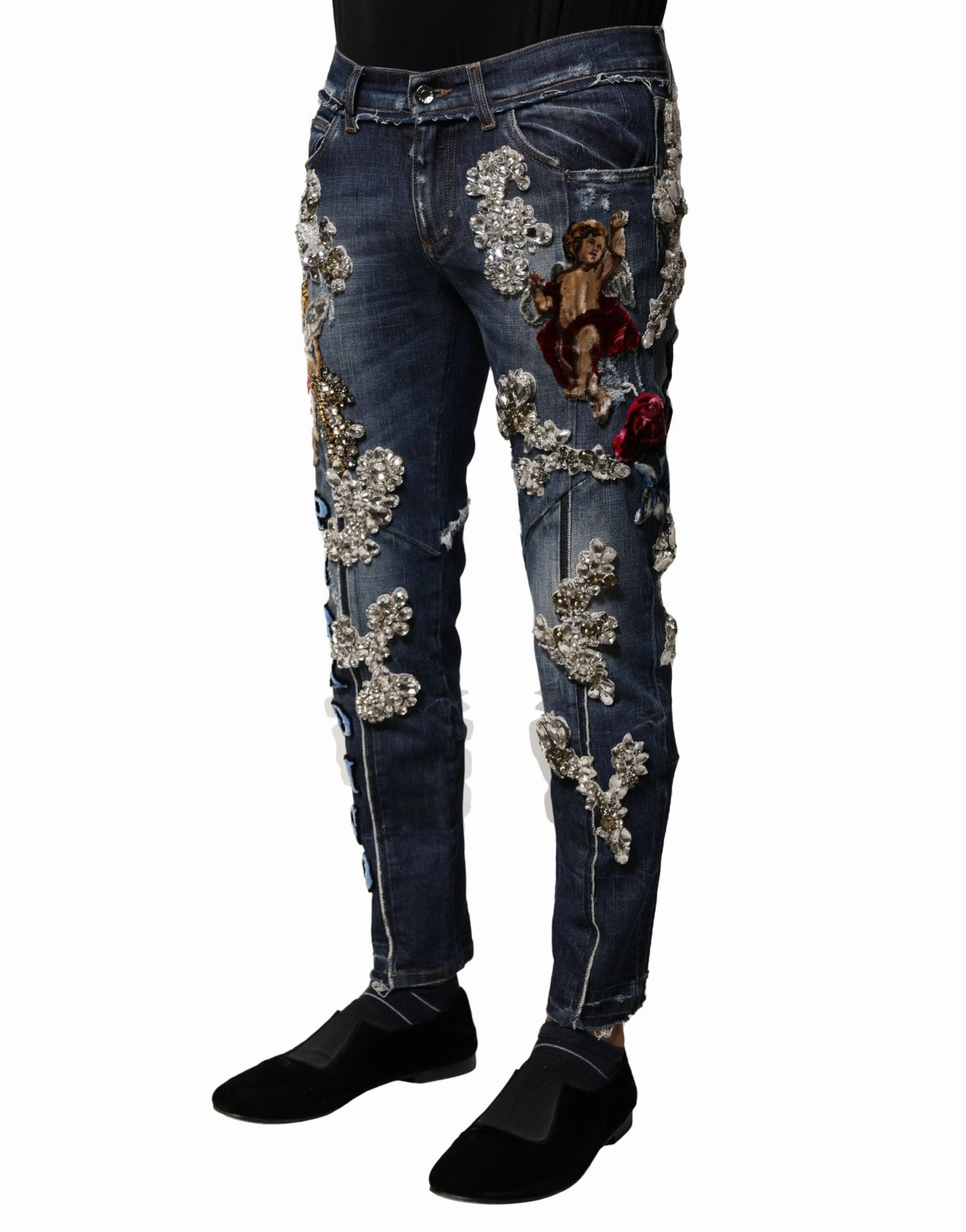 Dolce & Gabbana Cotton Rhinestone Embellish Men's Jeans