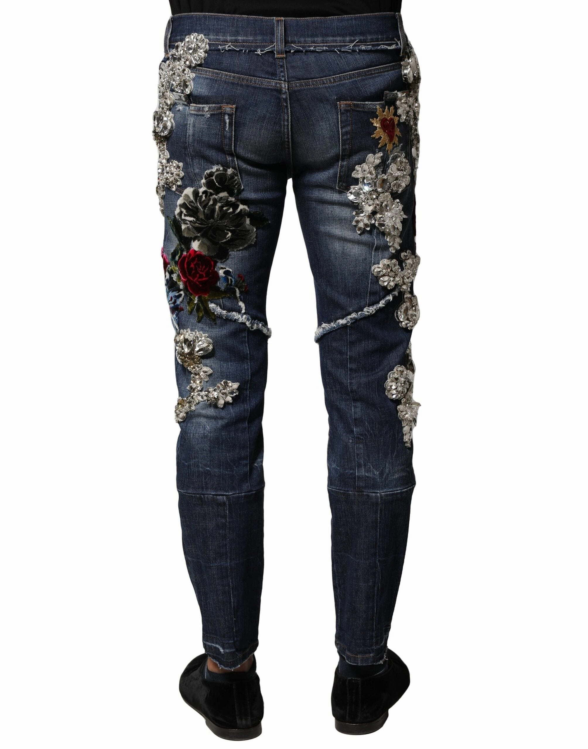 Dolce & Gabbana Cotton Rhinestone Embellish Men's Jeans