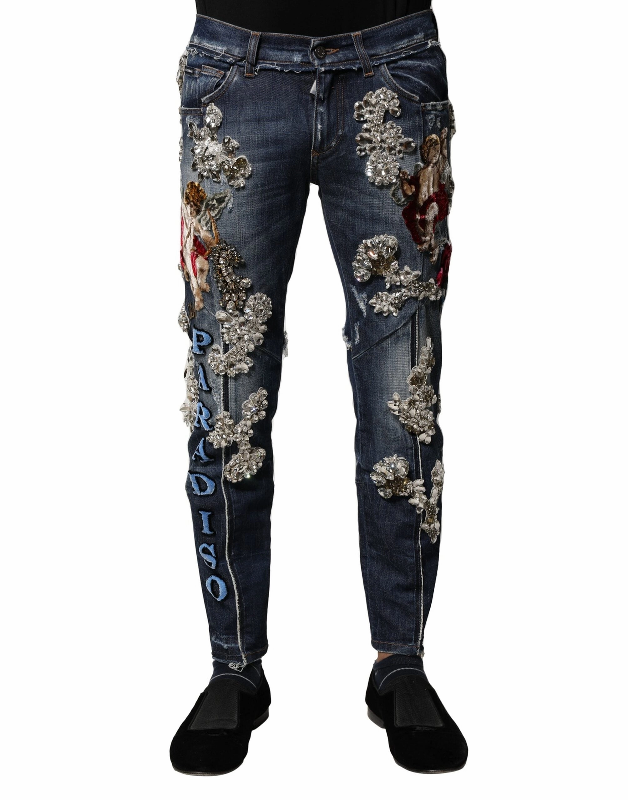 Dolce & Gabbana Cotton Rhinestone Embellish Men's Jeans