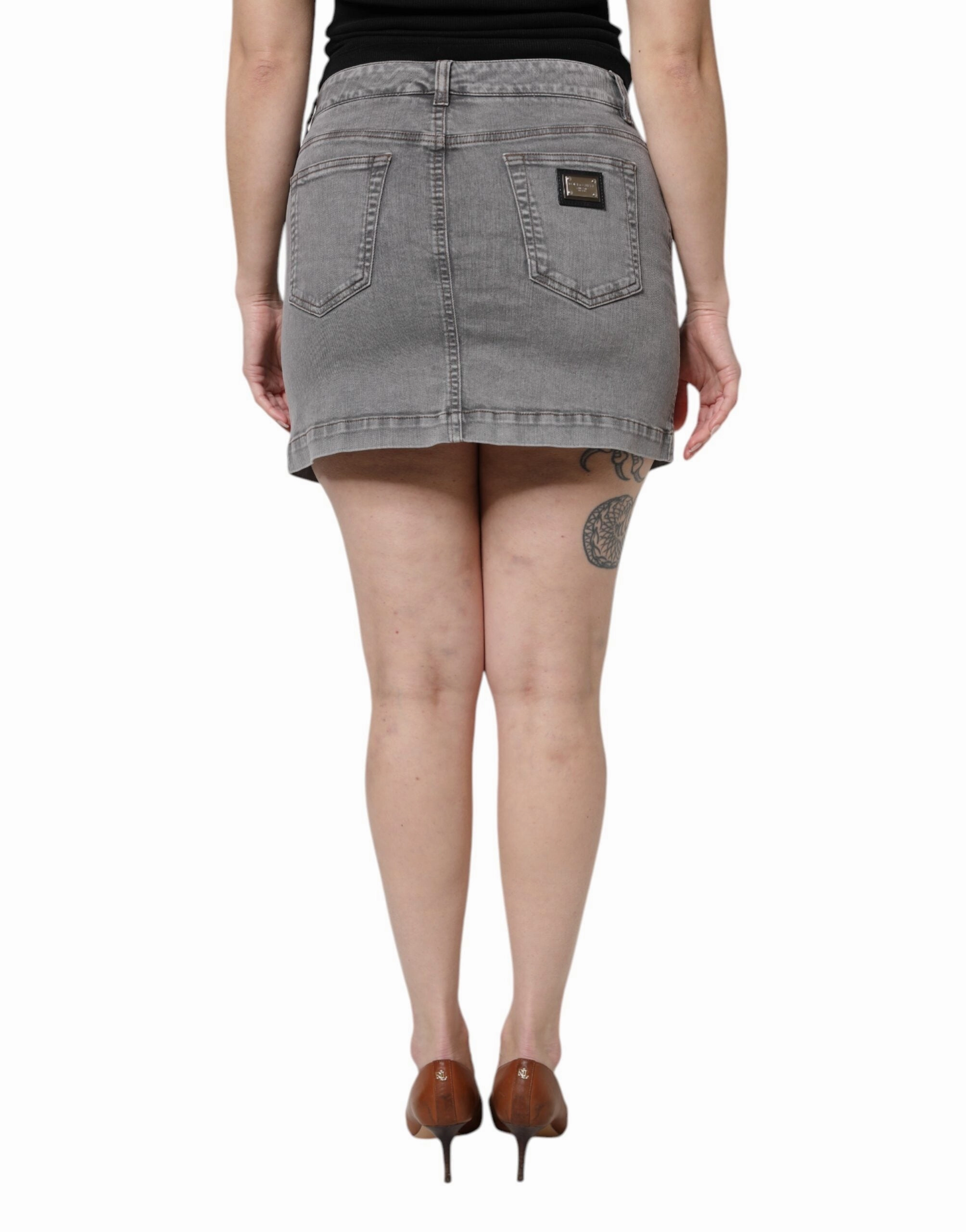 Dolce & Gabbana Cotton Stretch Mid Waist blue Mini Women's Skirt