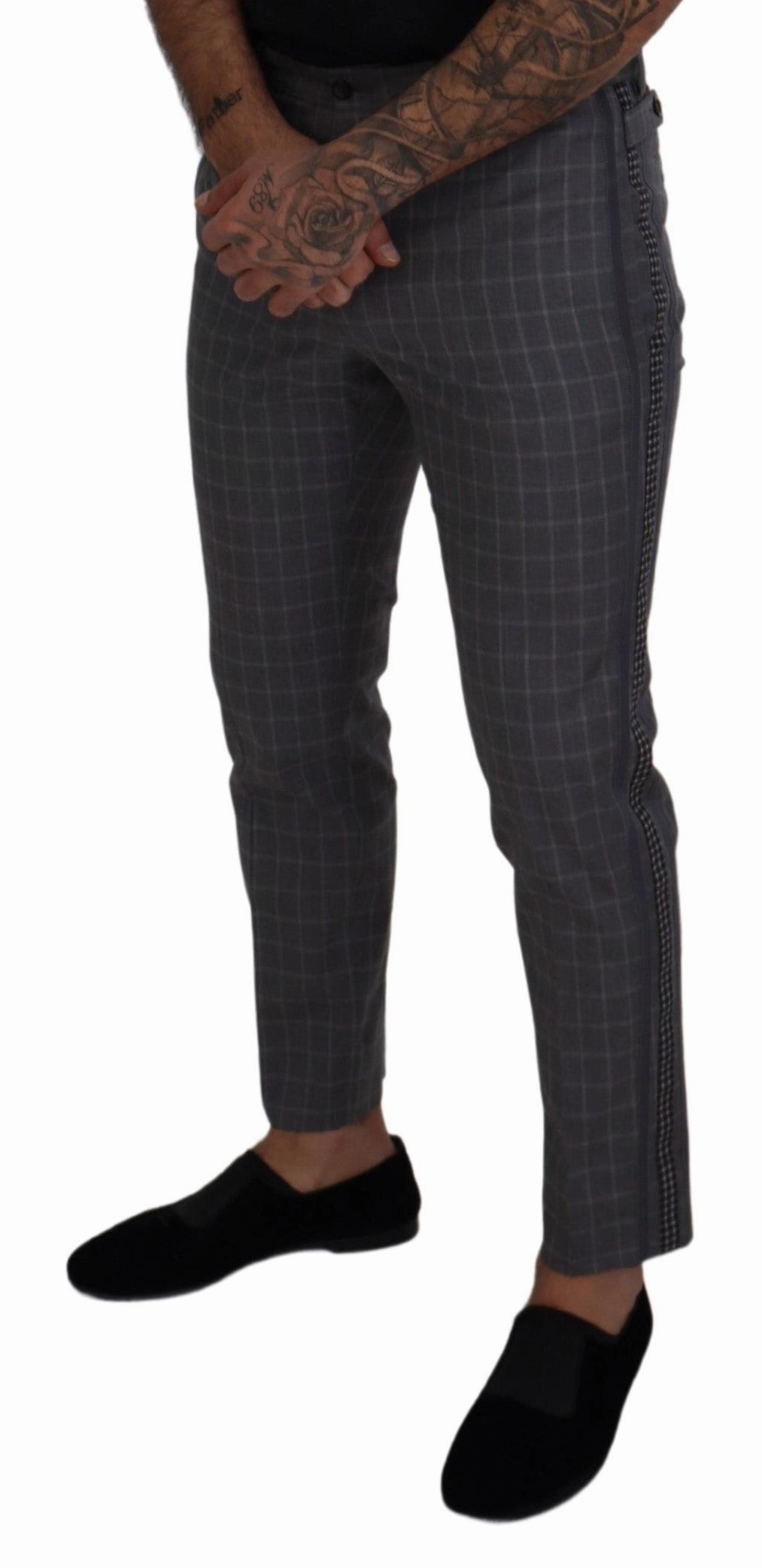 Dolce & Gabbana Elegant Checke Cotton Pants for Men's Men
