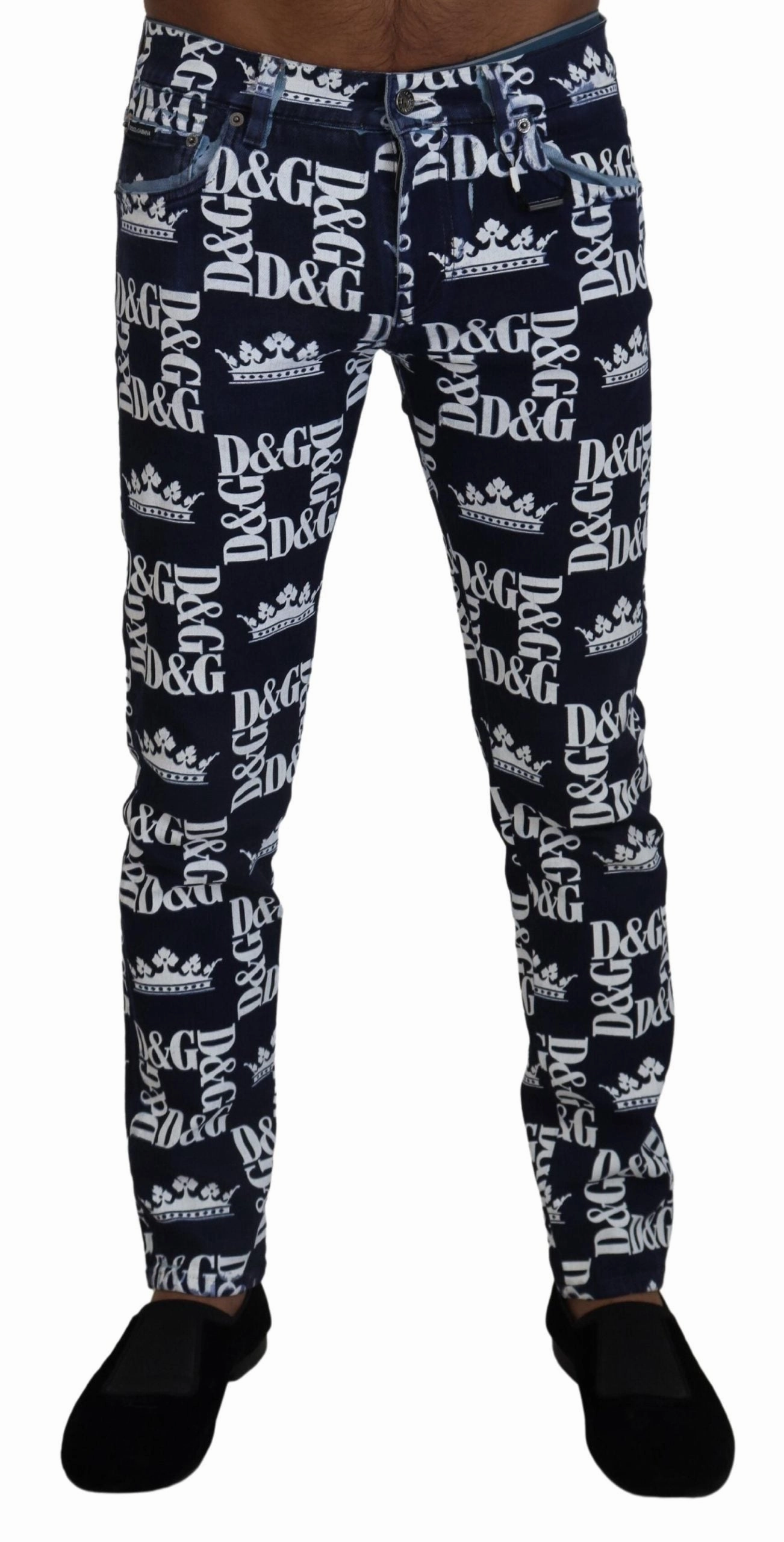 Dolce & Gabbana Elegant Crown Print Men's Pants