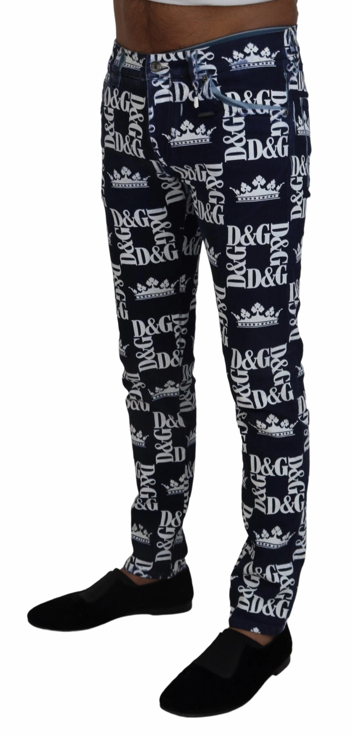 Dolce & Gabbana Elegant Crown Print Men's Pants