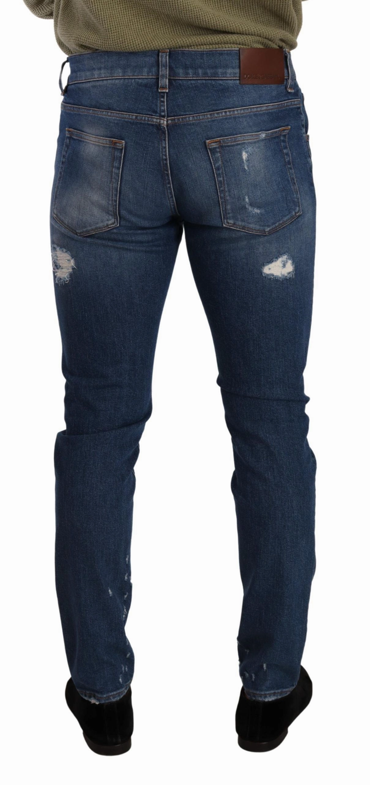 Dolce & Gabbana Elegant Distressed Slim Fit Men's Jeans