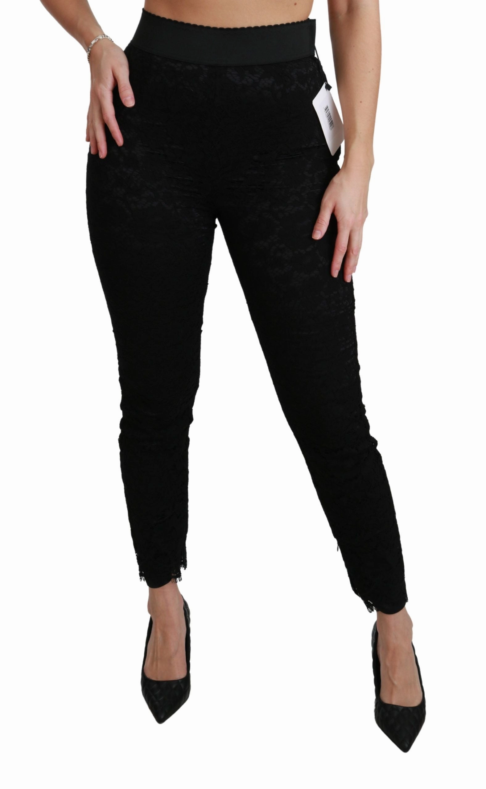 Dolce & Gabbana Elegant High Waist Lace Women's Pants