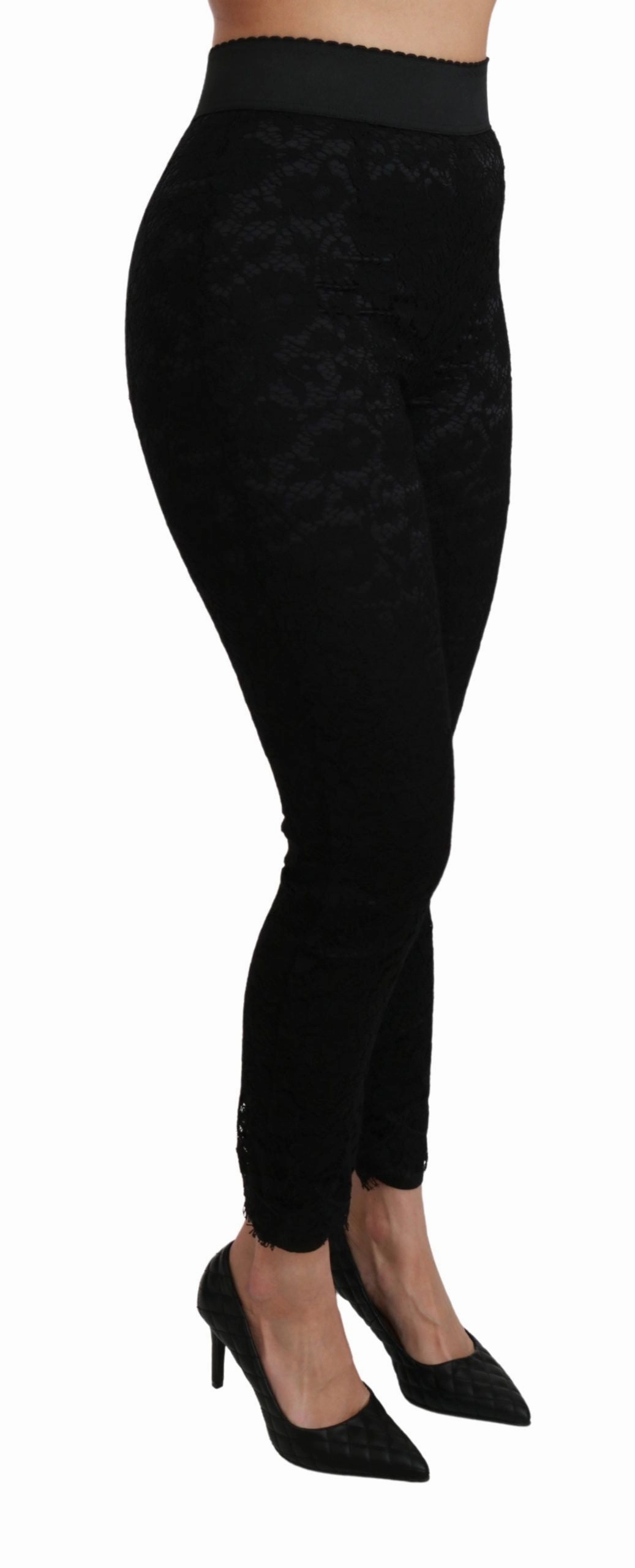 Dolce & Gabbana Elegant High Waist Lace Women's Pants