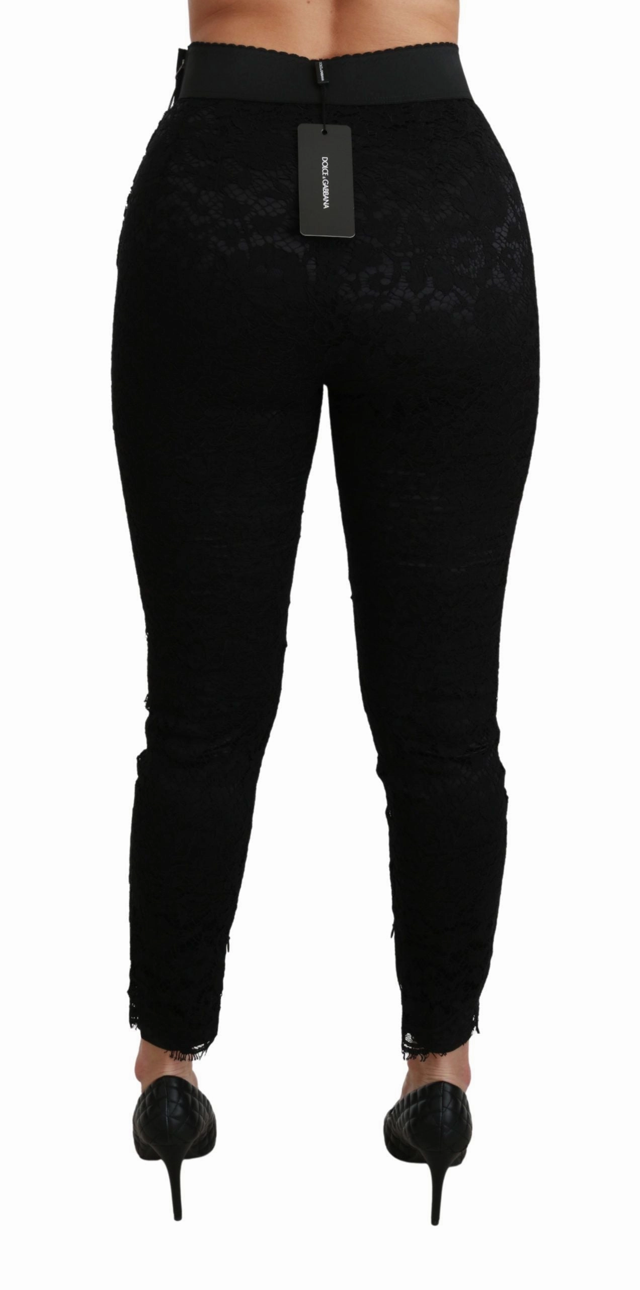 Dolce & Gabbana Elegant High Waist Lace Women's Pants