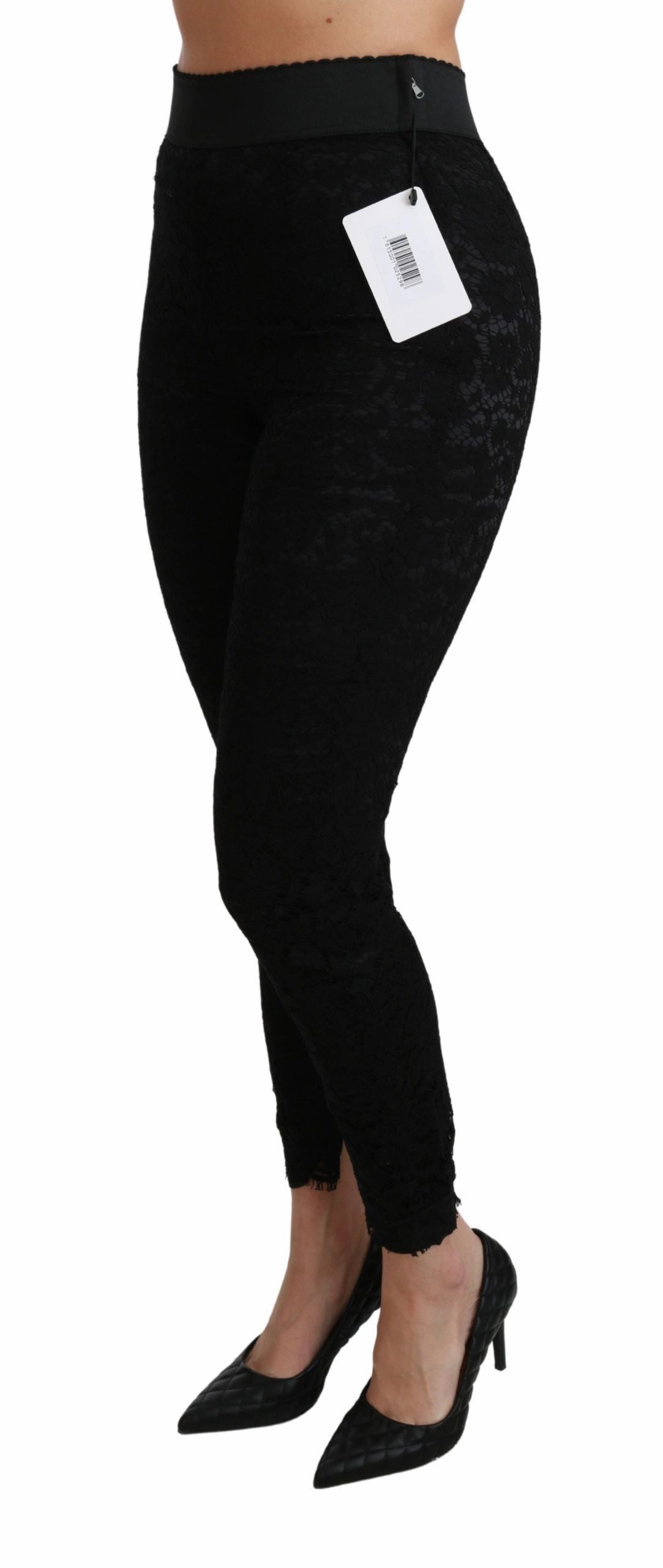 Dolce & Gabbana Elegant High Waist Lace Women's Pants