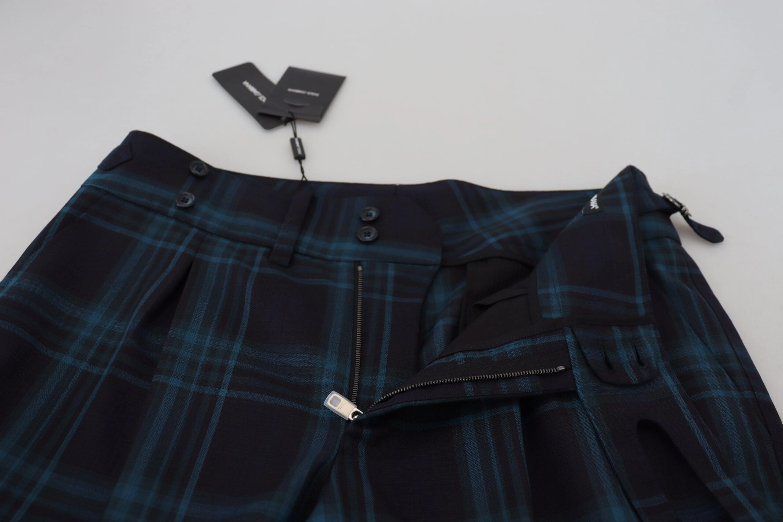 Dolce & Gabbana Elegant Plaid Wool Dress Men's Pants