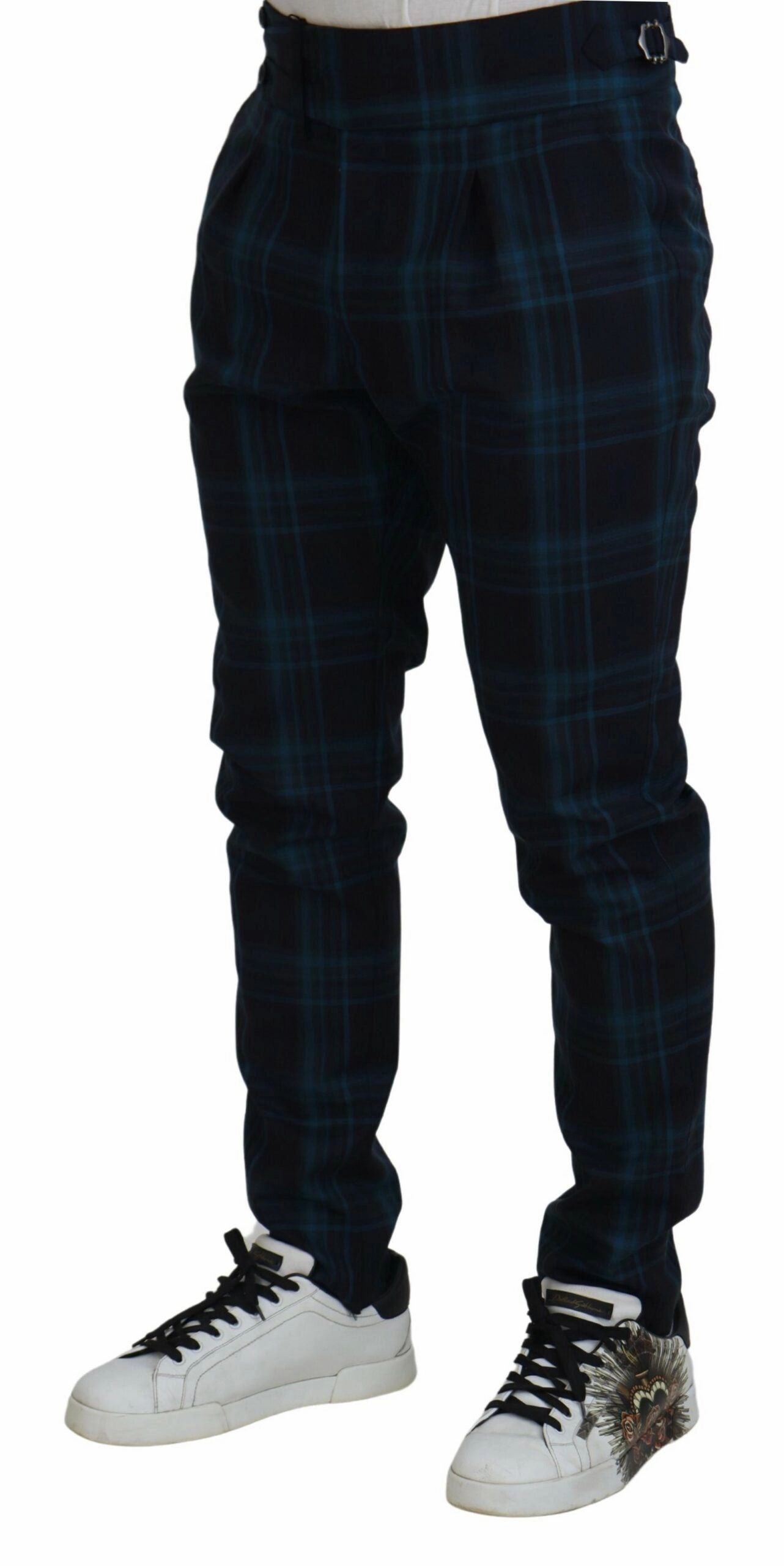 Dolce & Gabbana Elegant Plaid Wool Dress Men's Pants