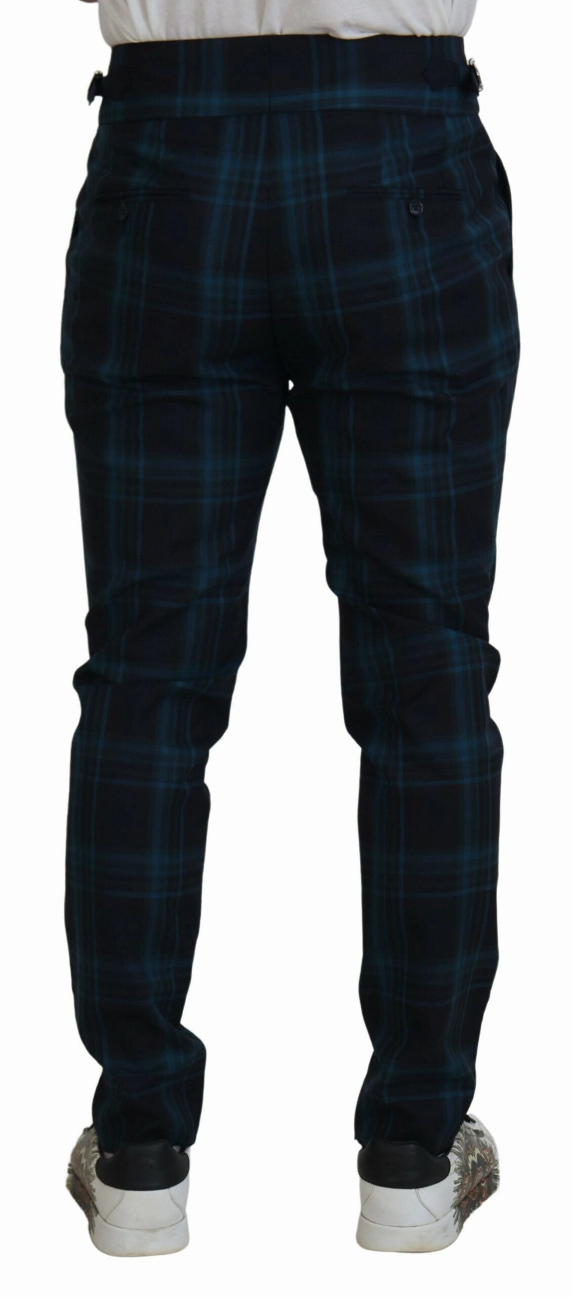Dolce & Gabbana Elegant Plaid Wool Dress Men's Pants