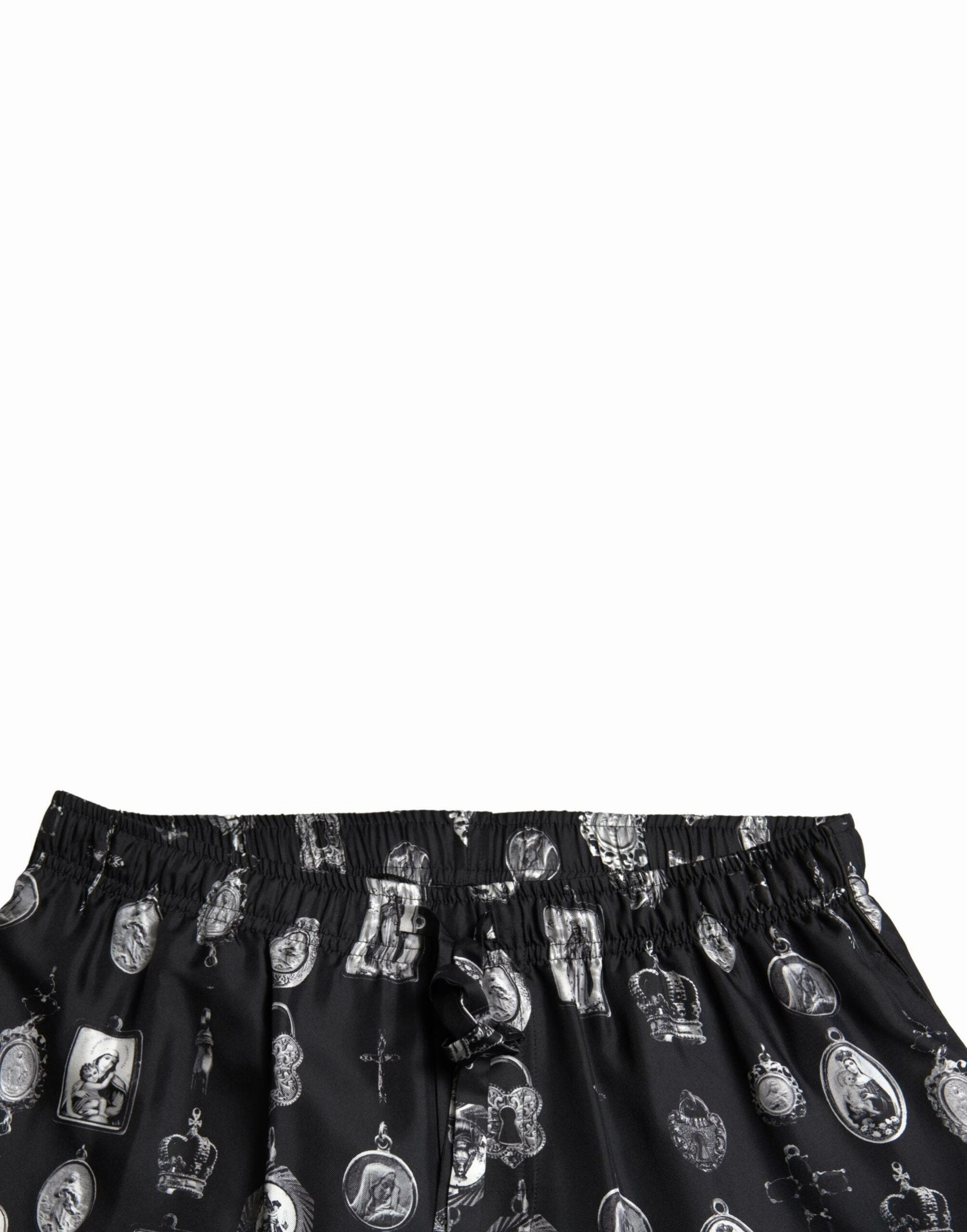 Dolce & Gabbana Elegant Silk Joggers with Religious Men's Print