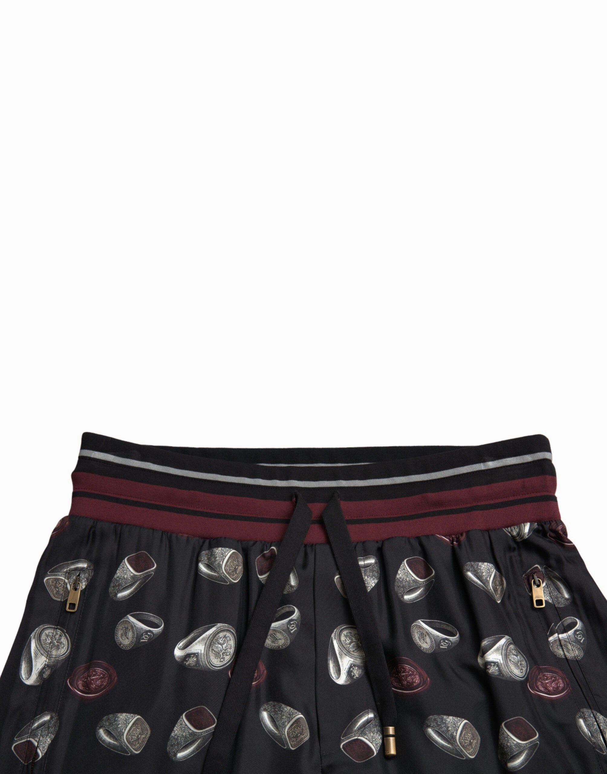 Dolce & Gabbana Elegant Silk Jogging Trousers with Ring Men's Print