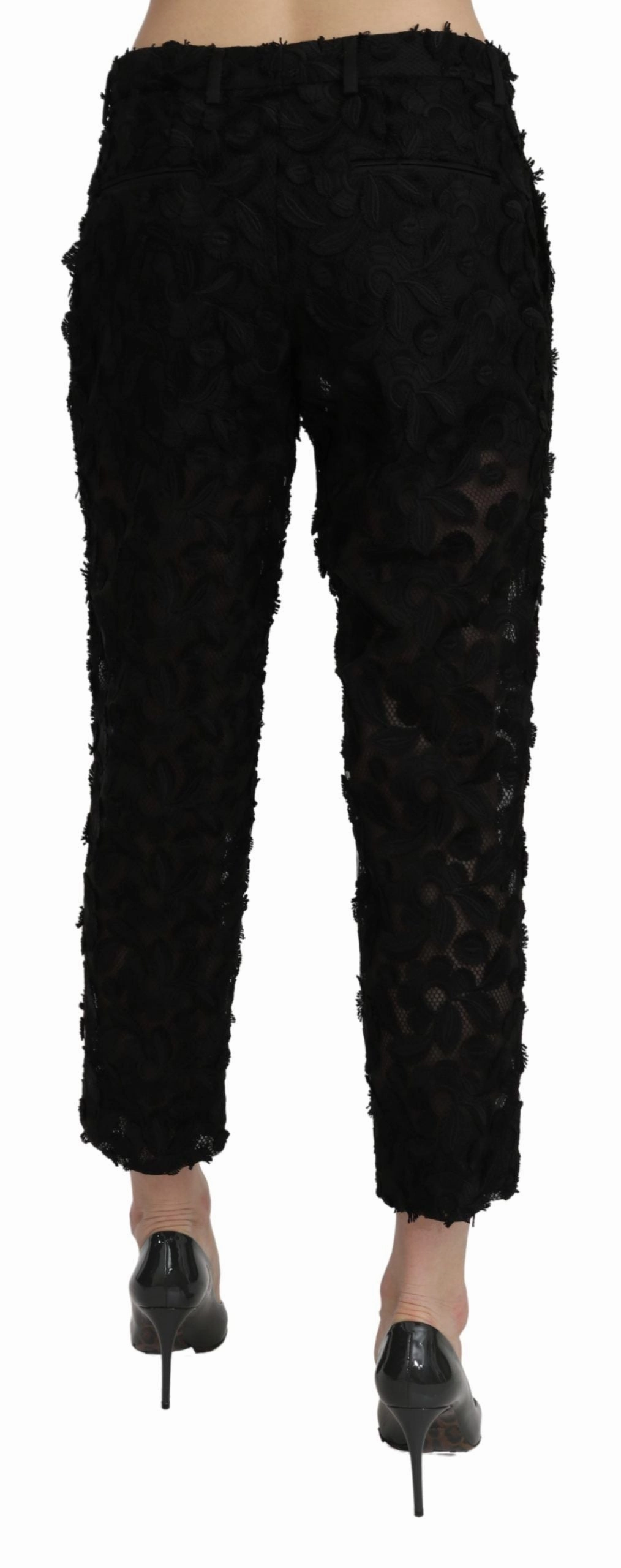 Dolce & Gabbana Elegant Straight Cropped Lace Women's Trousers