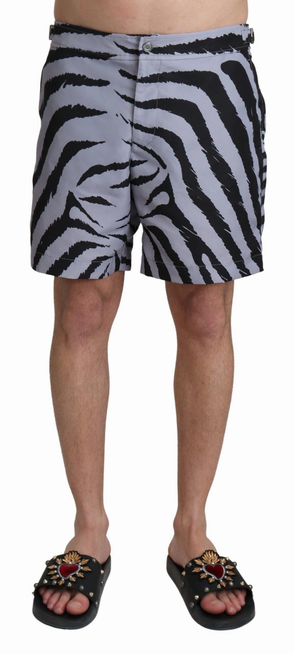 Dolce & Gabbana Elegant Zebra Print Swim Men's Trunks