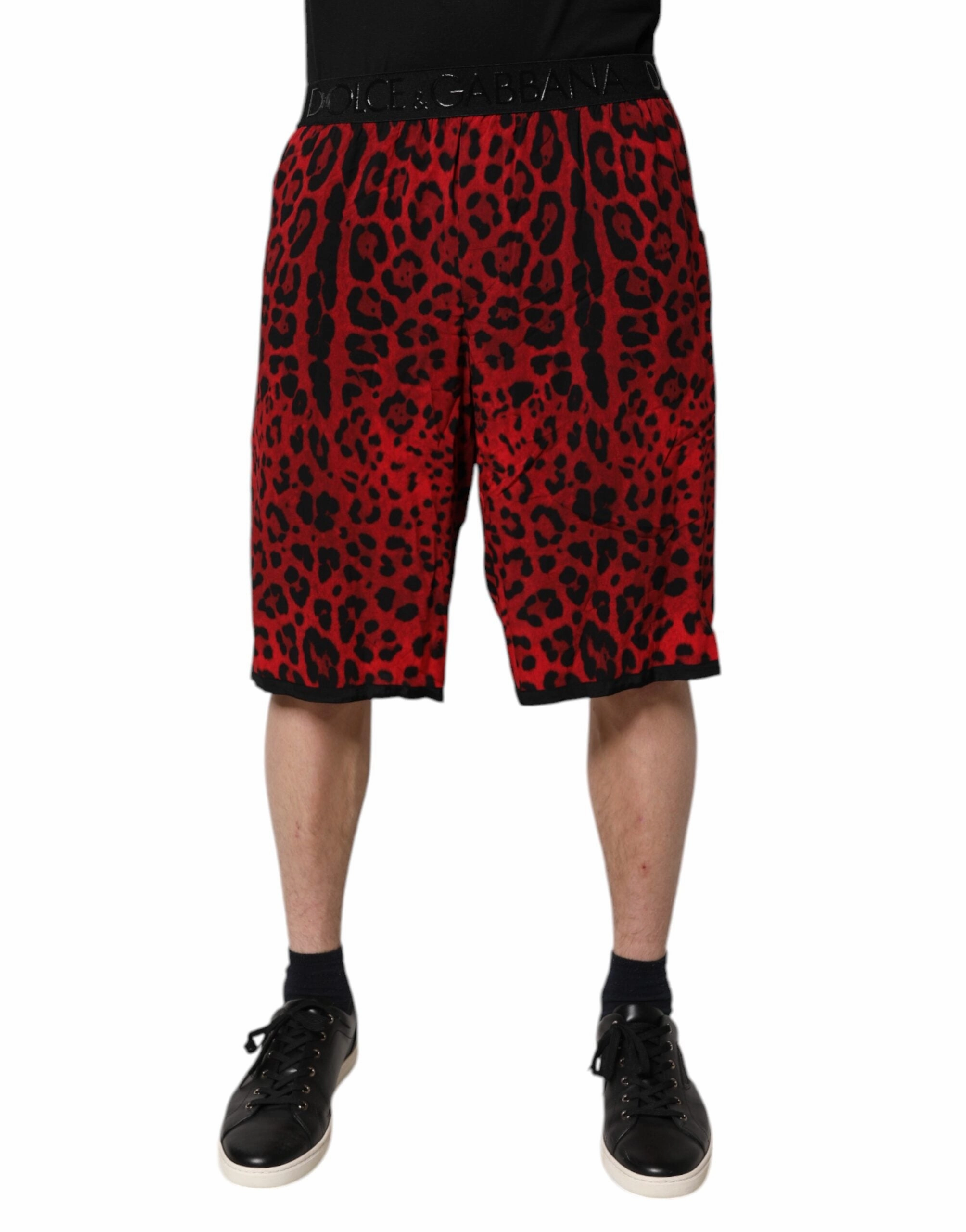 Dolce & Gabbana Leopard Print Viscose Bermuda Men's Shorts