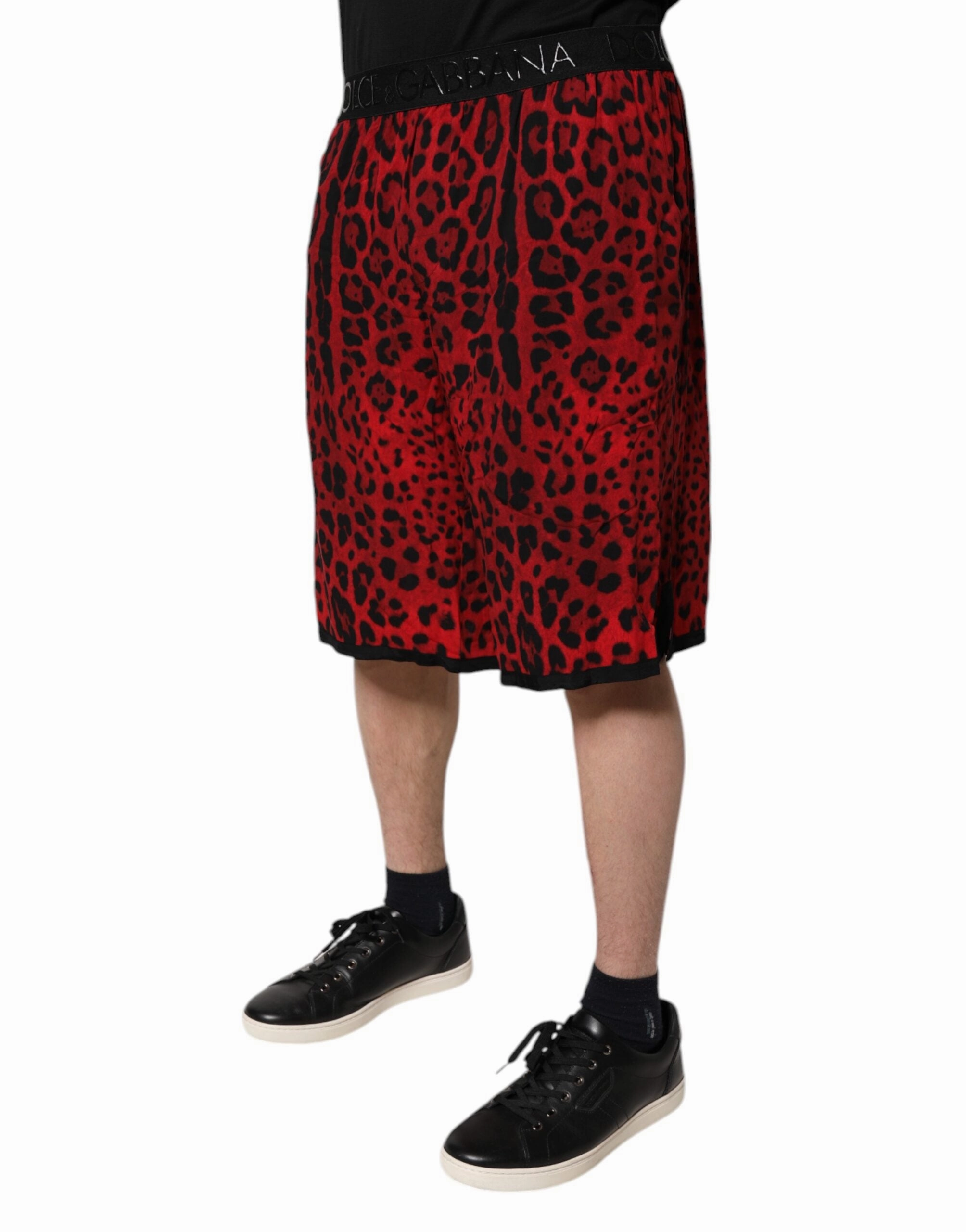Dolce & Gabbana Leopard Print Viscose Bermuda Men's Shorts