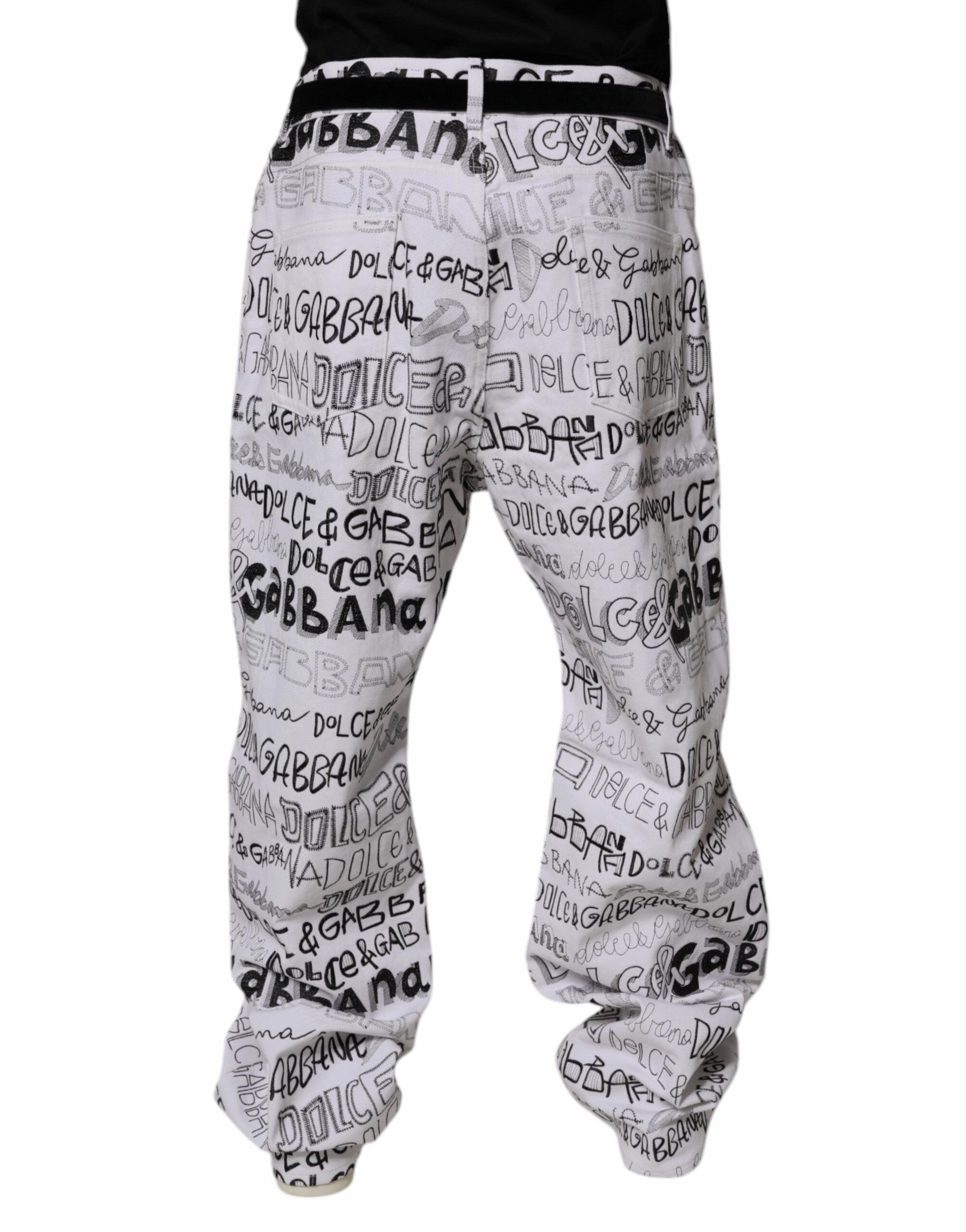 Dolce & Gabbana Logo Print Straight Men blue Men's Jeans