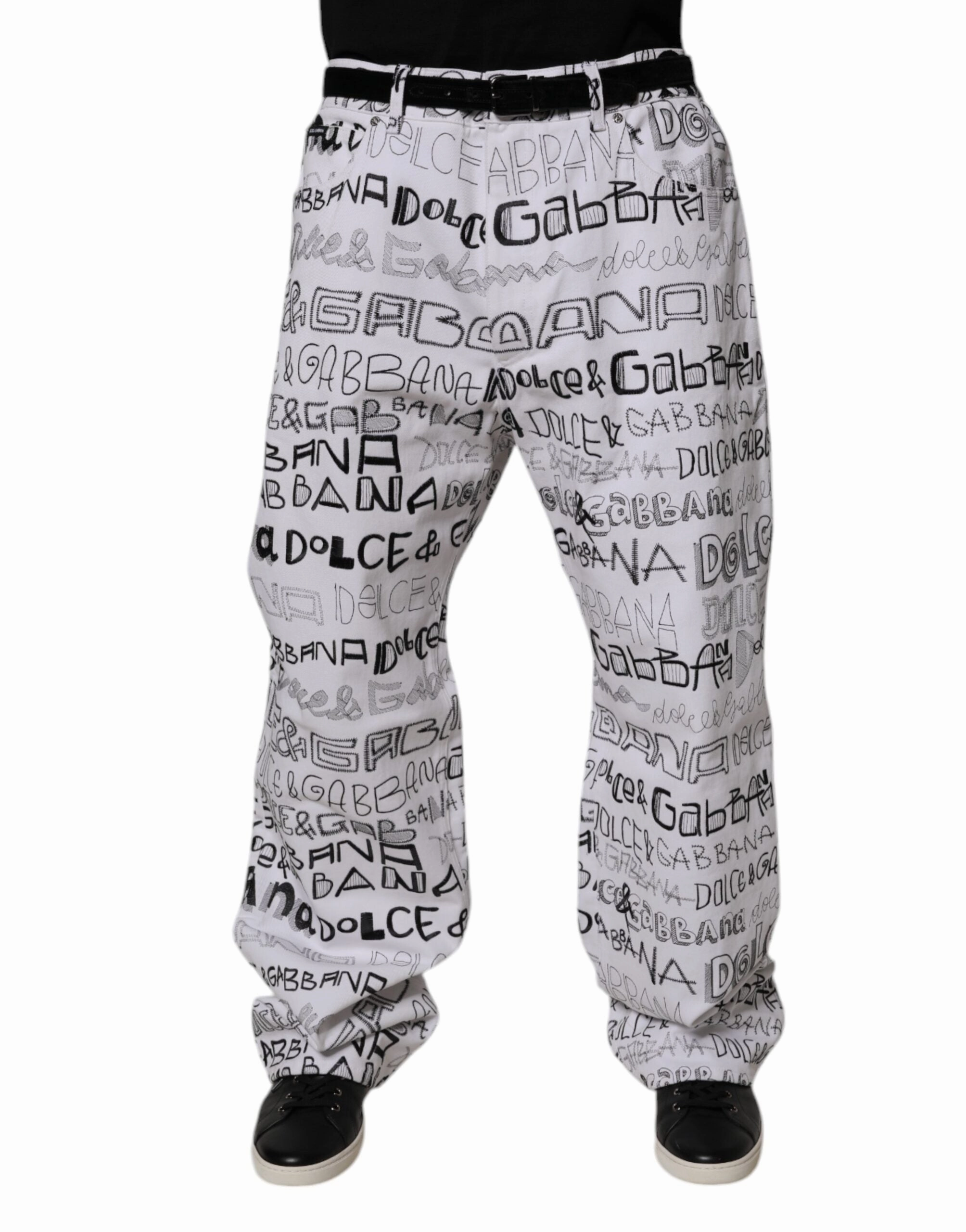 Dolce & Gabbana Logo Print Straight Men blue Men's Jeans