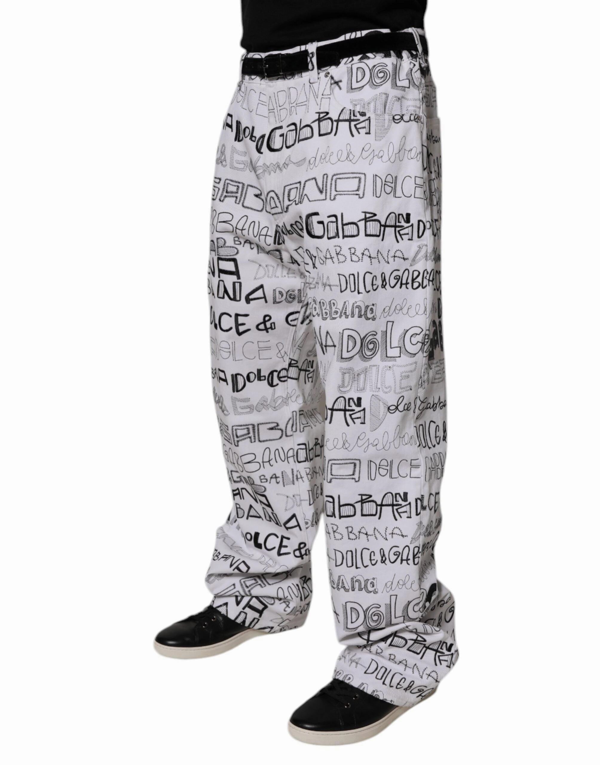 Dolce & Gabbana Logo Print Straight Men blue Men's Jeans