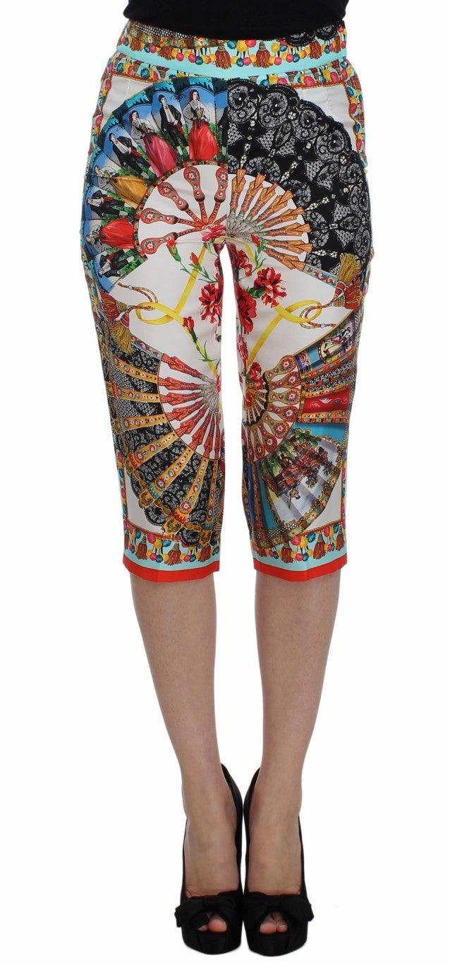 Dolce & Gabbana Majolica Silk Capri Women's Pants