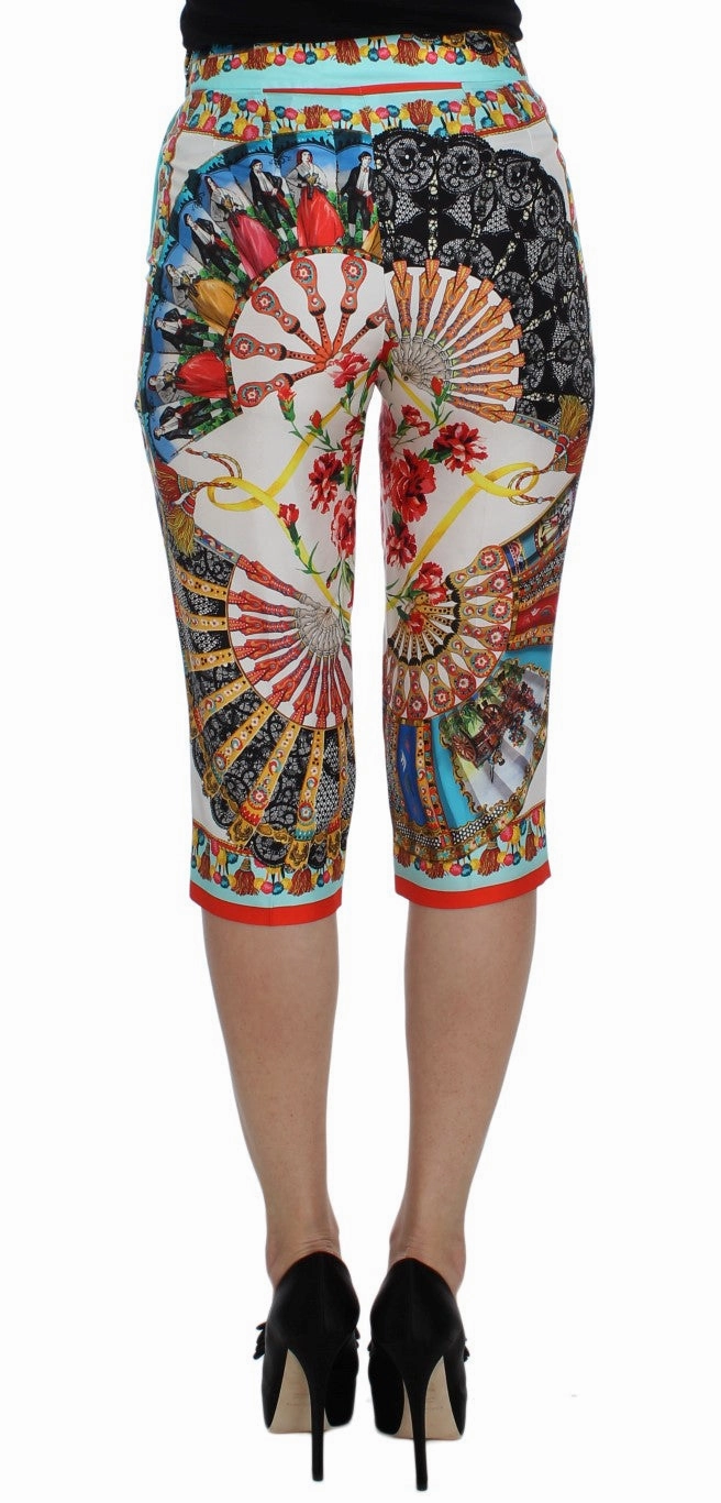 Dolce & Gabbana Majolica Silk Capri Women's Pants