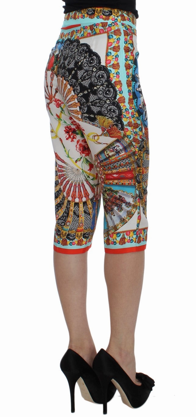 Dolce & Gabbana Majolica Silk Capri Women's Pants