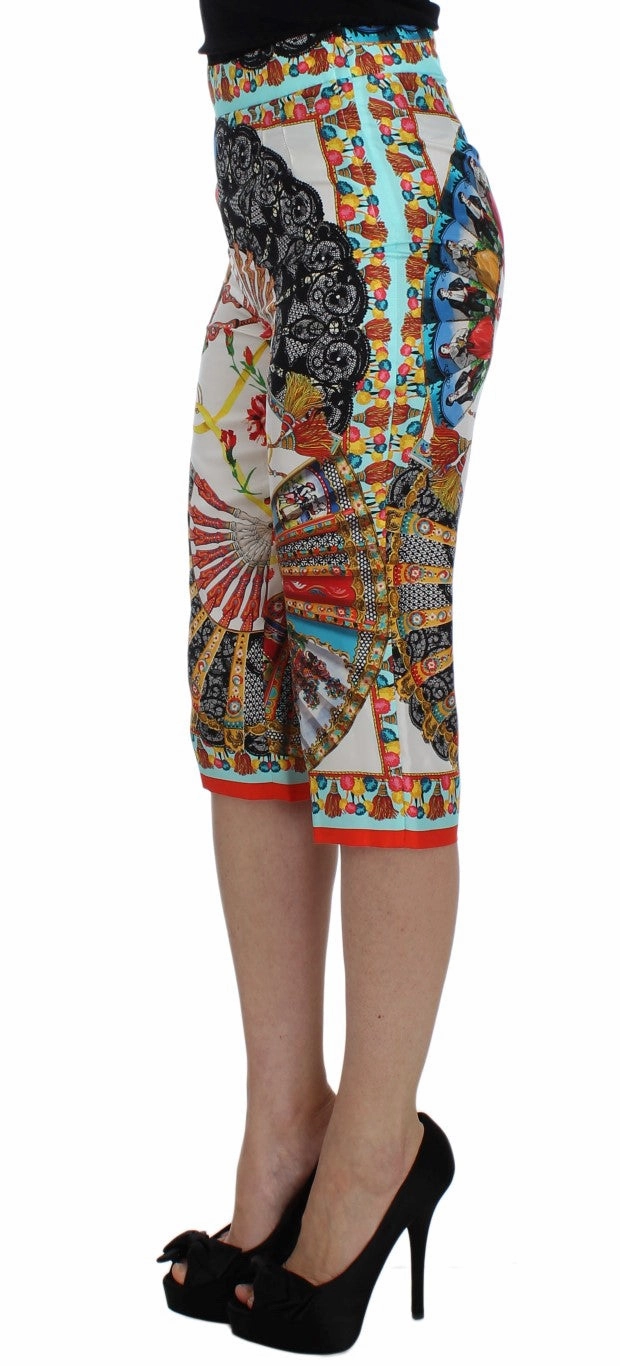 Dolce & Gabbana Majolica Silk Capri Women's Pants