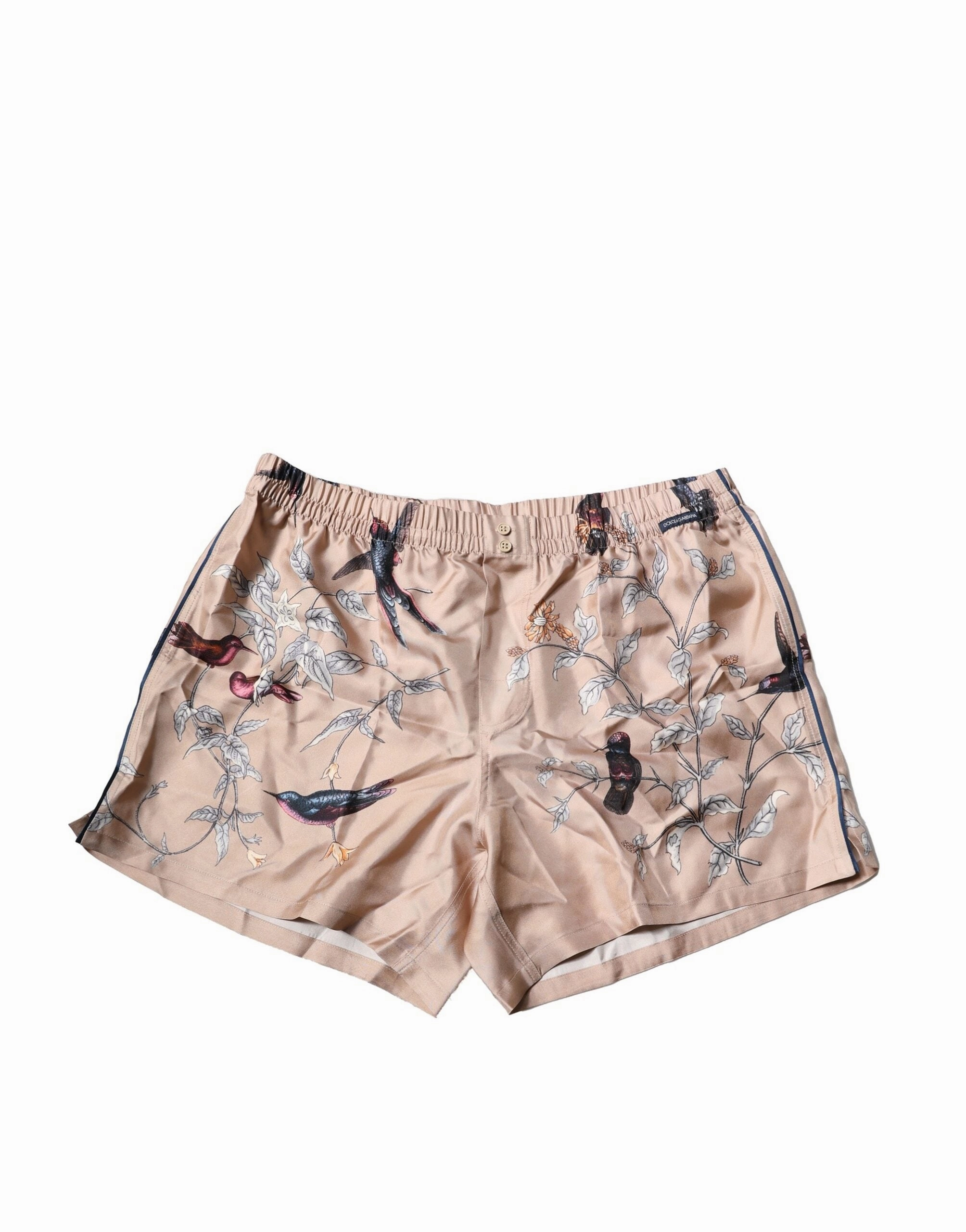 Dolce & Gabbana Peach Birds Printed Beachwear Shorts Men's Swimwear