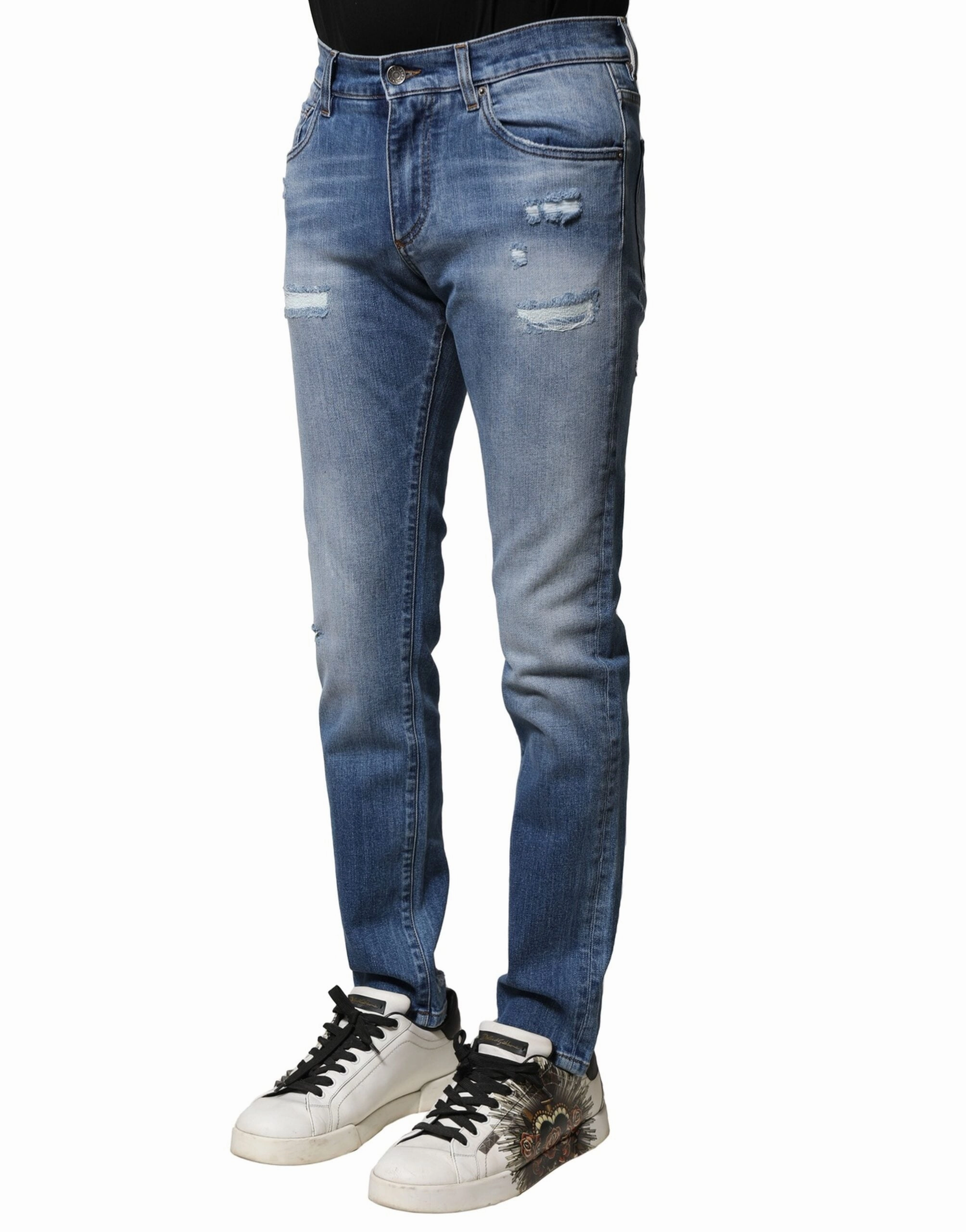 Dolce & Gabbana Washed Cotton Skinny Men Men's Jeans