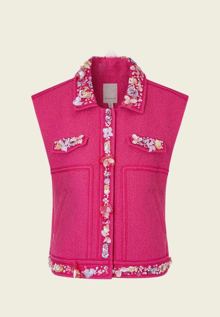 Dolly Vibrant Pink Embellished Vest