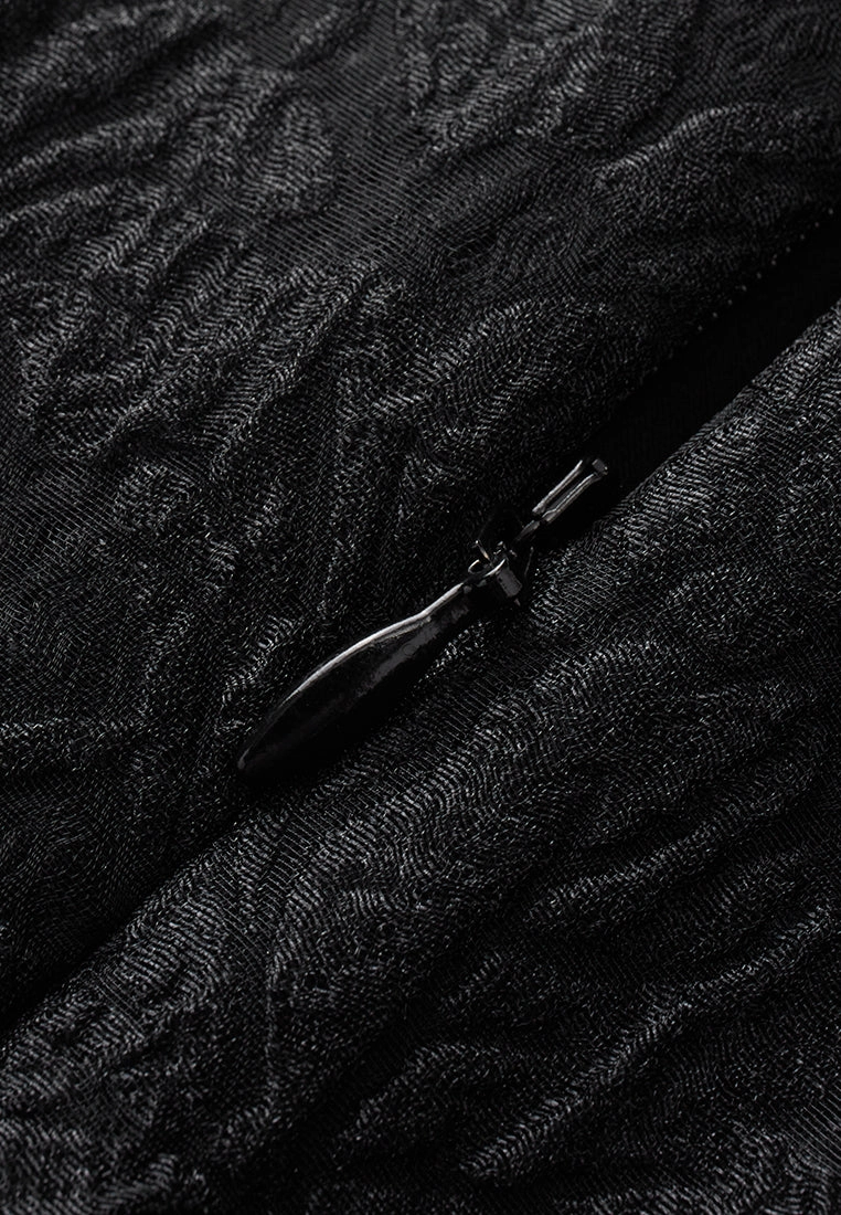 Double-breasted Embossed Pattern Maxi Coat