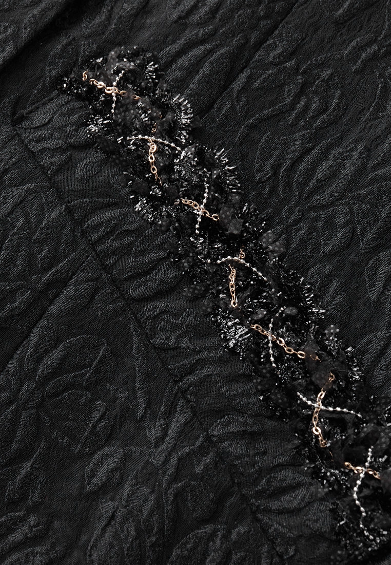 Double-breasted Embossed Pattern Maxi Coat