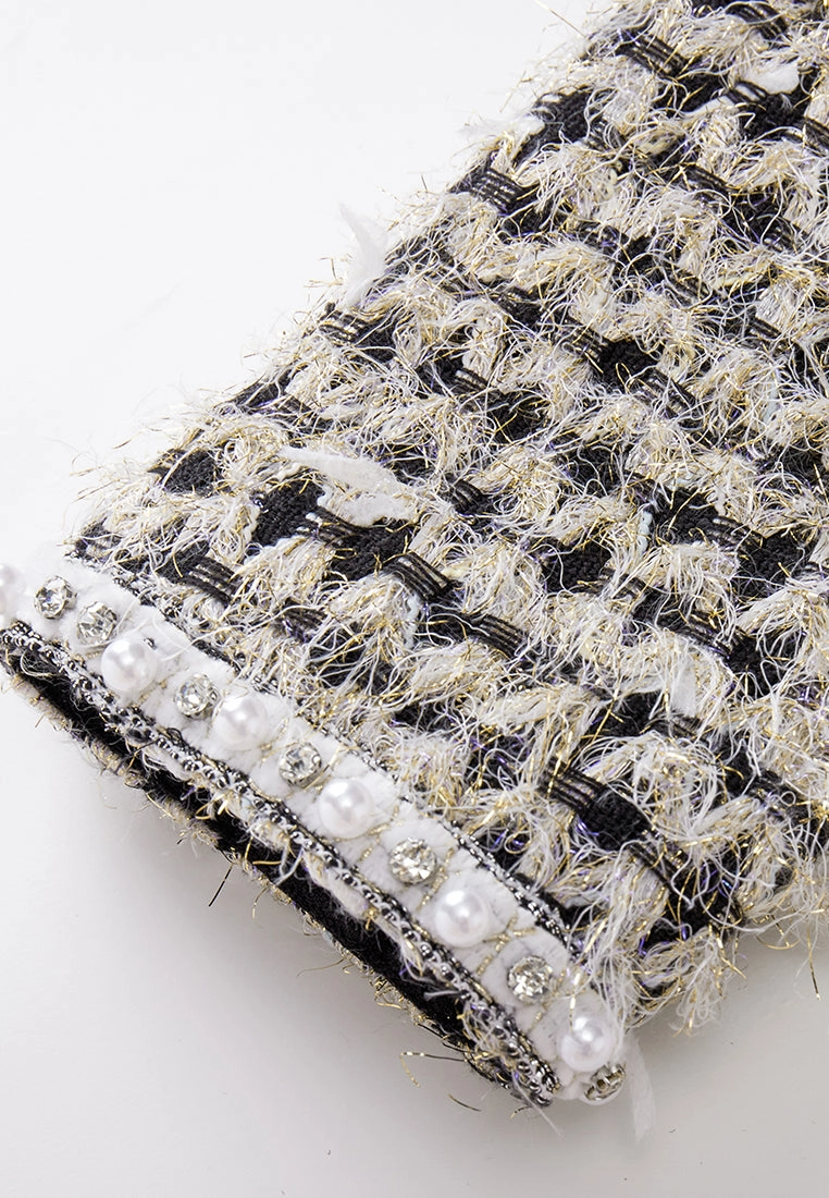 Double-breasted Frayed-detail Lapel Tweed Coat