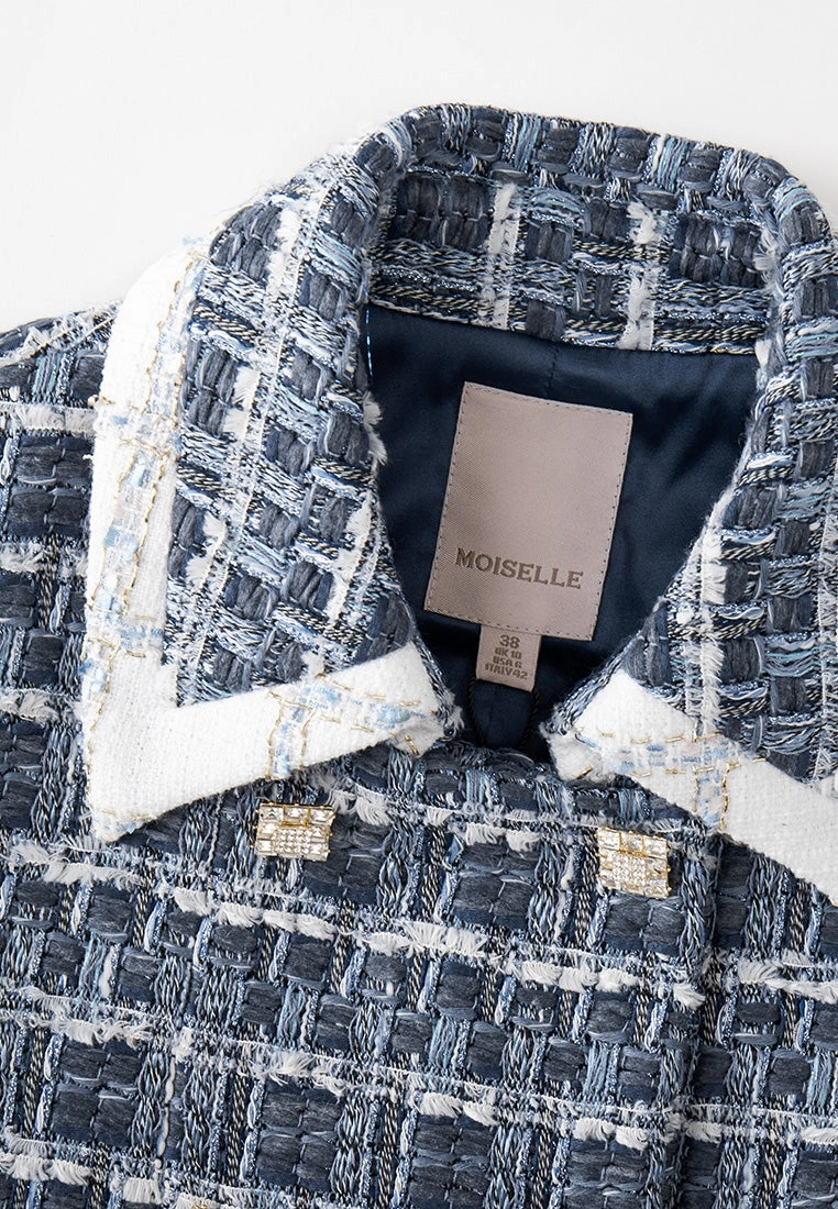 Double-breasted Geometric Tweed Jacket