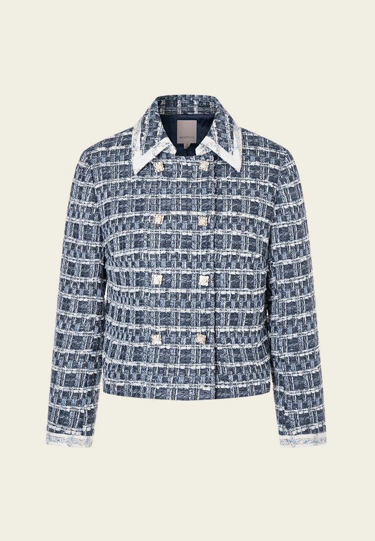 Double-breasted Geometric Tweed Jacket