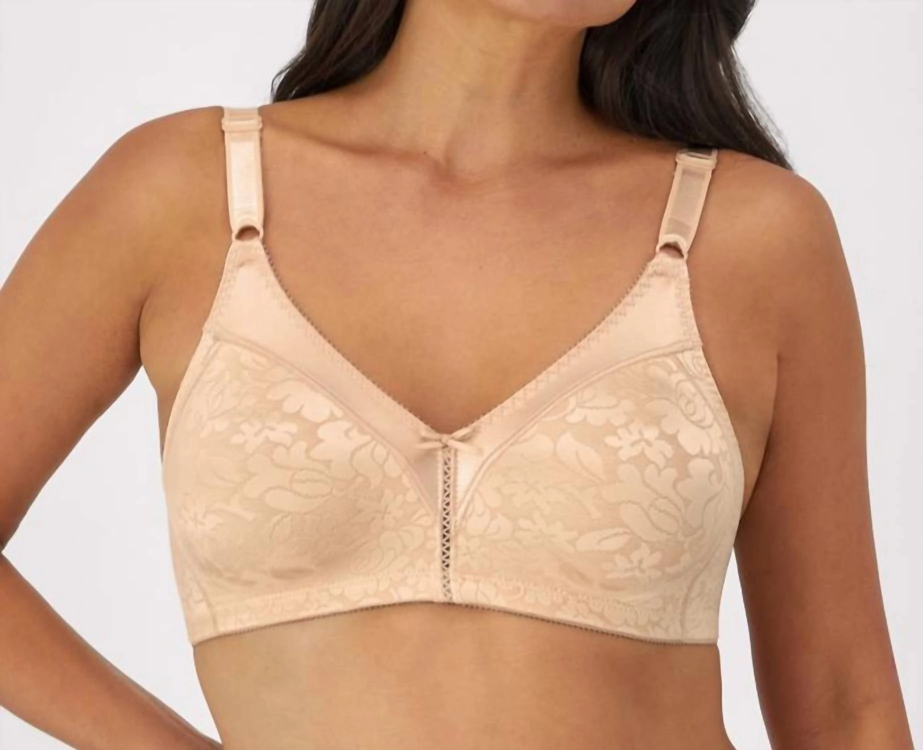 Double Support Lace Wireless Bra In Beige