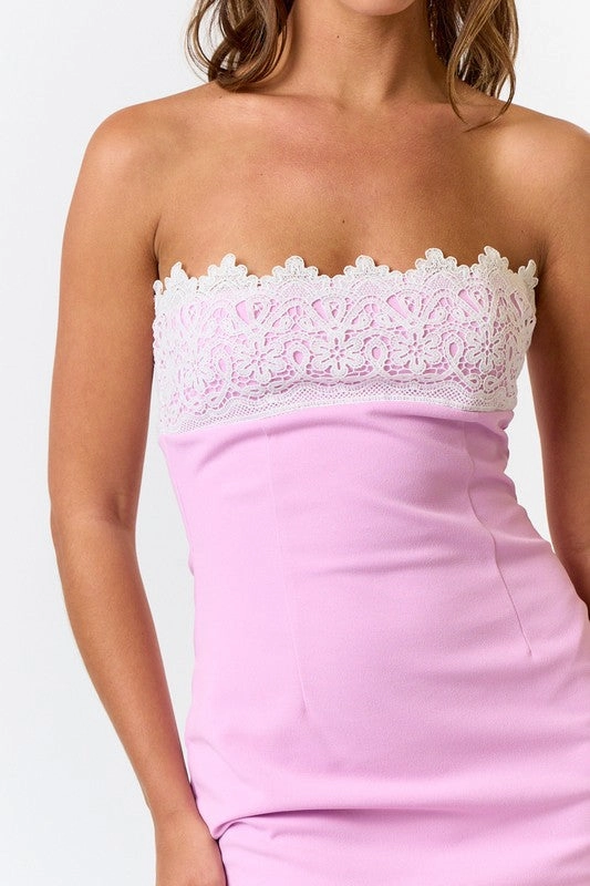Dream Girl in Lace Tube Mini Dress