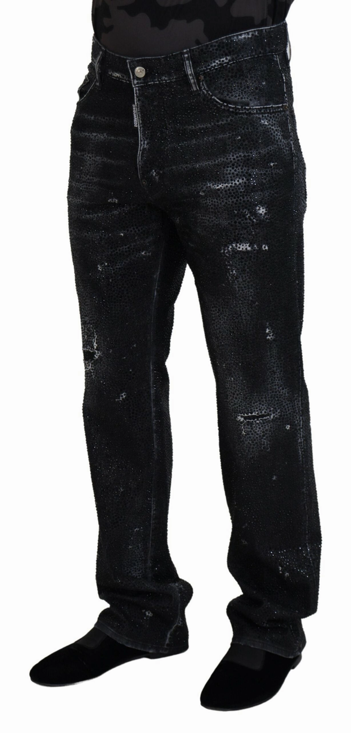 Dsqua  Crystal Embellished Tatte blue Men's Jeans