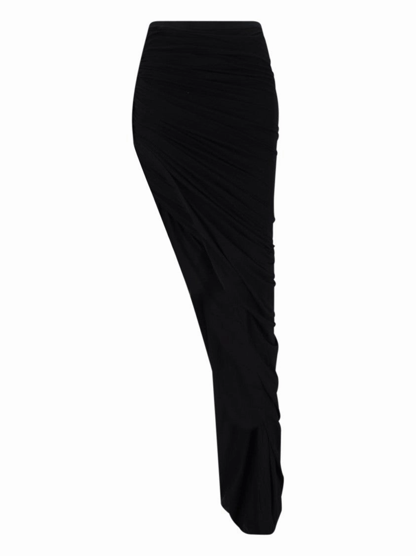 Edfu" Asymmetrical Mini Skirt  Black